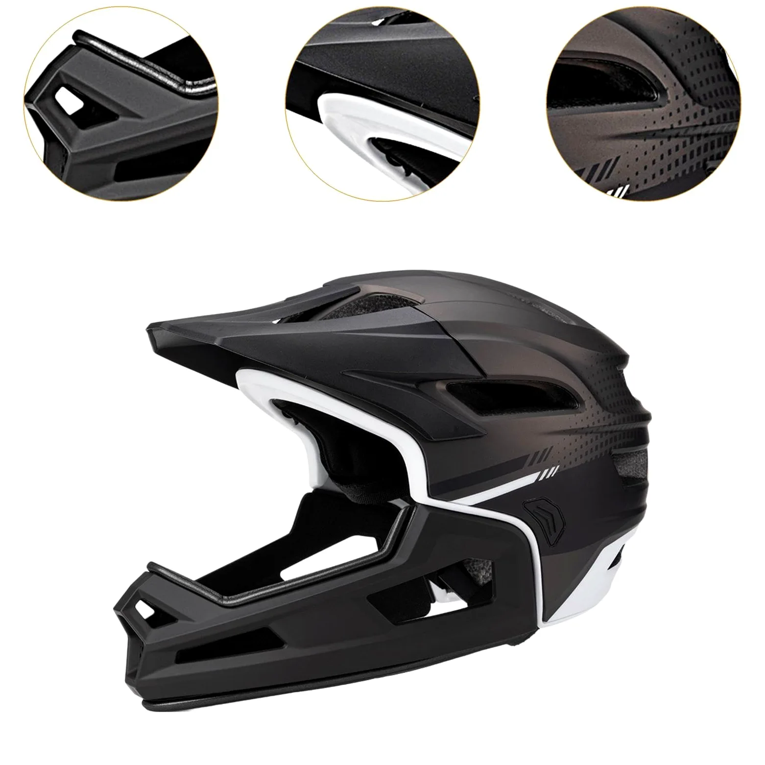 Baoblaze Casque de Vélo Intégral avec Mentonnière Amovible et Ventilation Réglable pour Skateboard, équitation, Femmes et Hommes