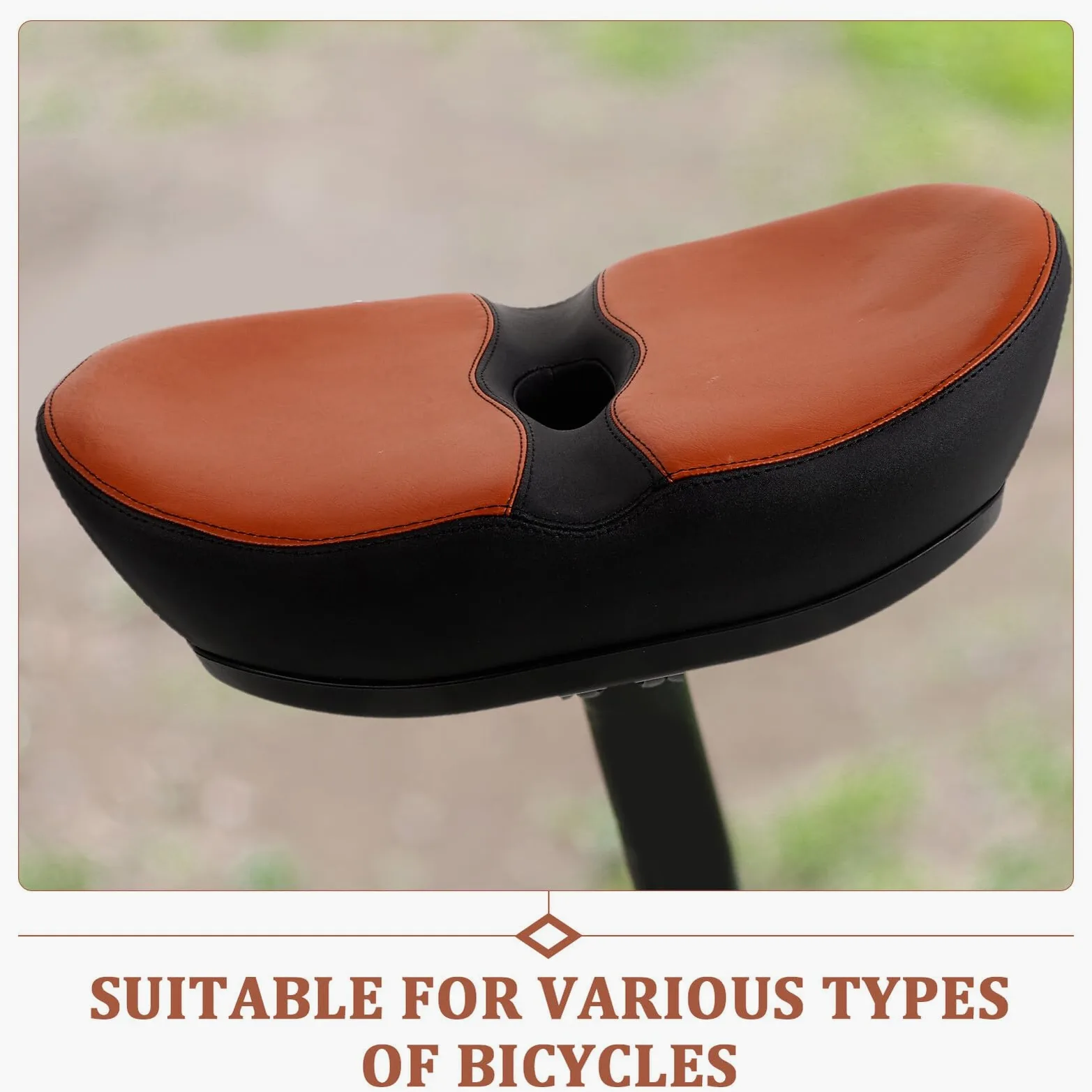 Coussin de Selle de Vélo Large sans Nez, Ergonomique, Antidérapant | Mousse Polyuréthane Pu, Entretien Facile, pour Vélos de Route et Électriques, Usage Quotidien