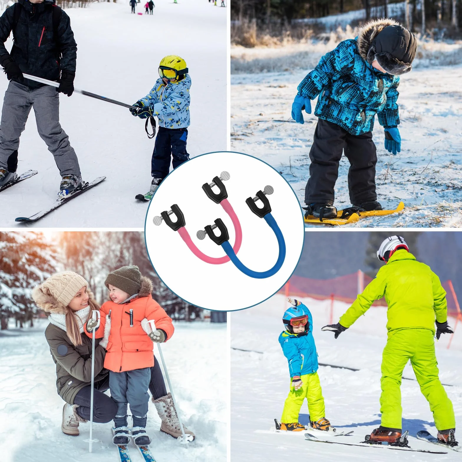 Connecteur de Pointe de Ski avec Entretoises pour Enfants Accessoires de Snowboard Rose Bleu
