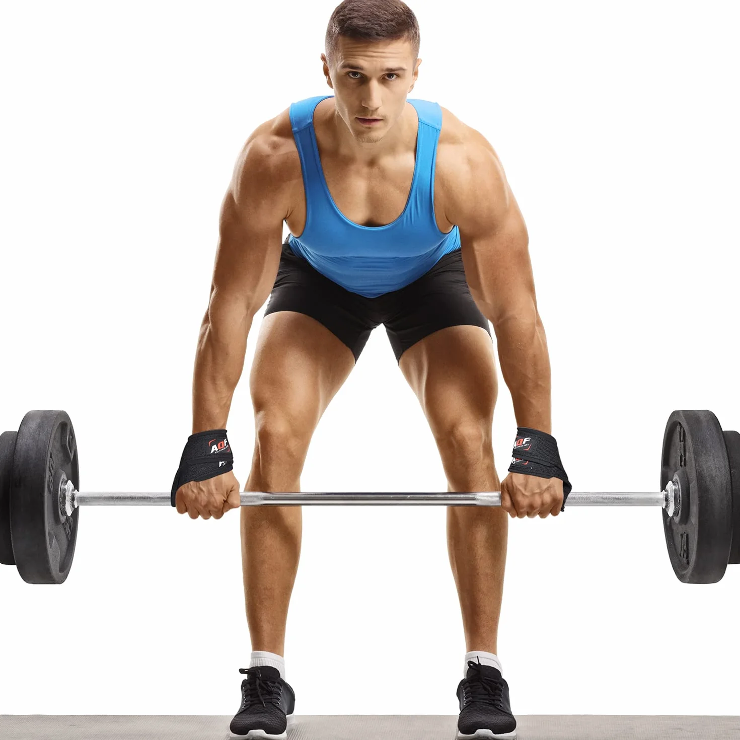 AQF Sangle de Tirage Musculation – Straps Poignet Rembourrés Néoprène Homme Femme Deadlift Powerlifting