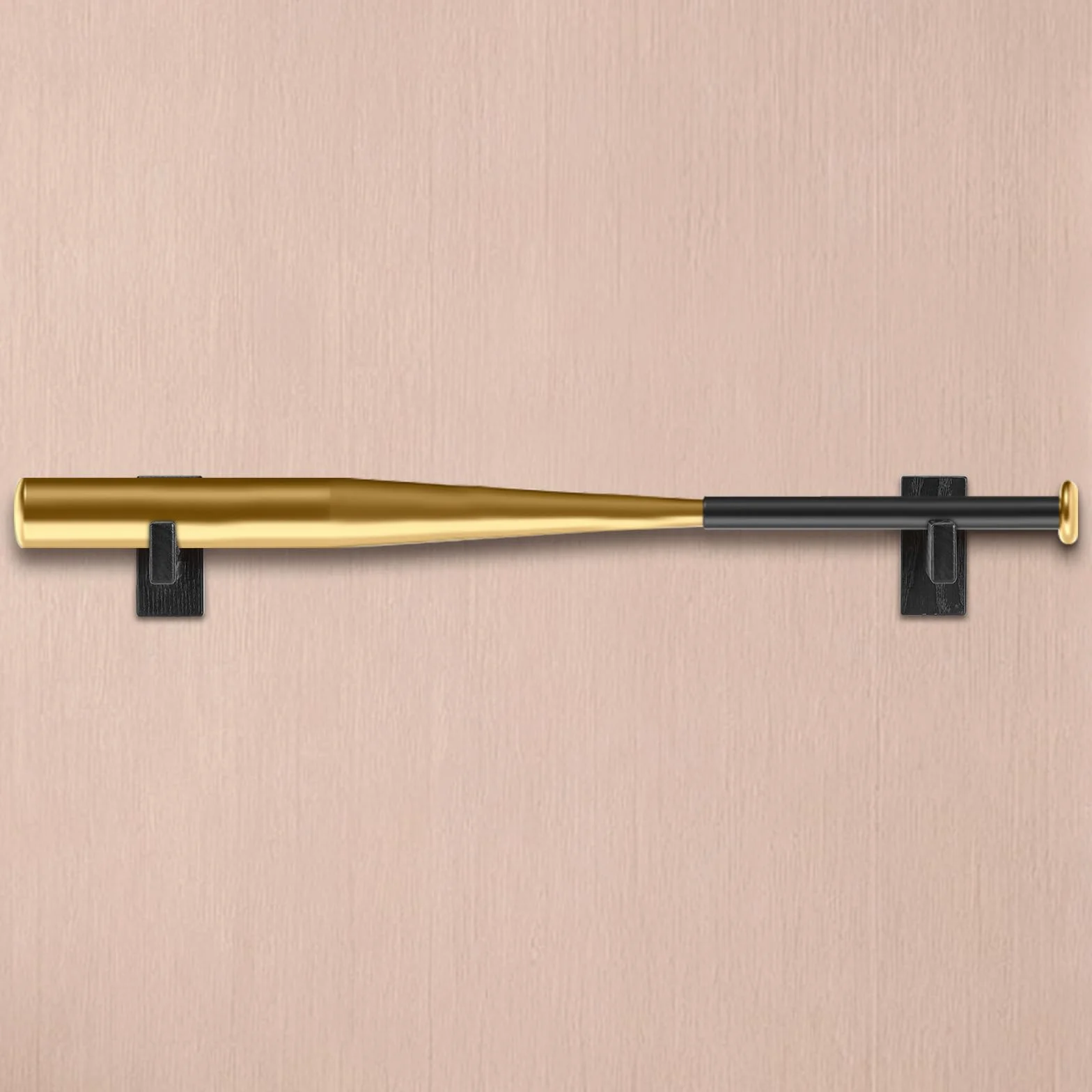 Lot de 6 Supports Mural pour Batte de Baseball en Bois - Noir