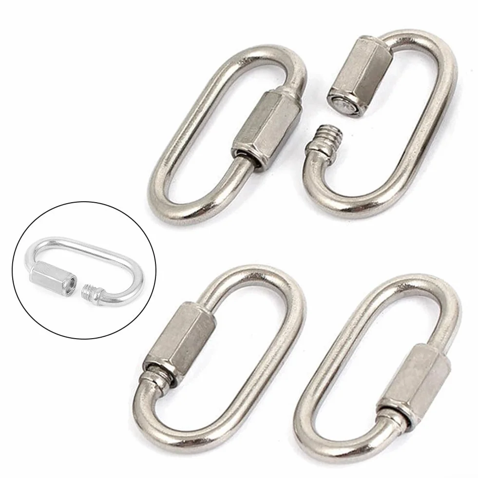 Mousquetons à maillons rapides en acier inoxydable 3,5 mm lot de 4 pour extérieur