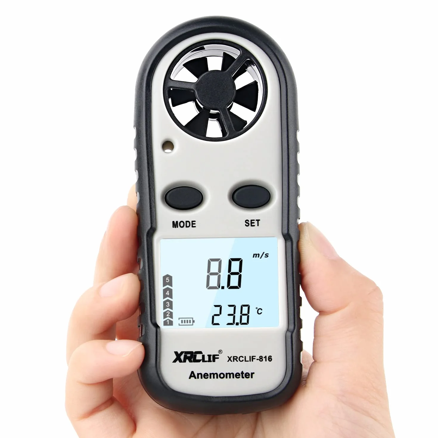Anémomètre numérique XRCLIF avec rétroéclairage LCD, mesure vitesse vent pour voile surf pêche cerf-volant