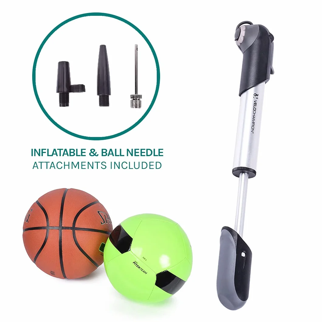 Mini Pompe à Vélo VeloChampion 100 PSI Portable pour Vélos Route, Hybrides et e-Bikes avec Valves Presta, Schrader, Dunlop