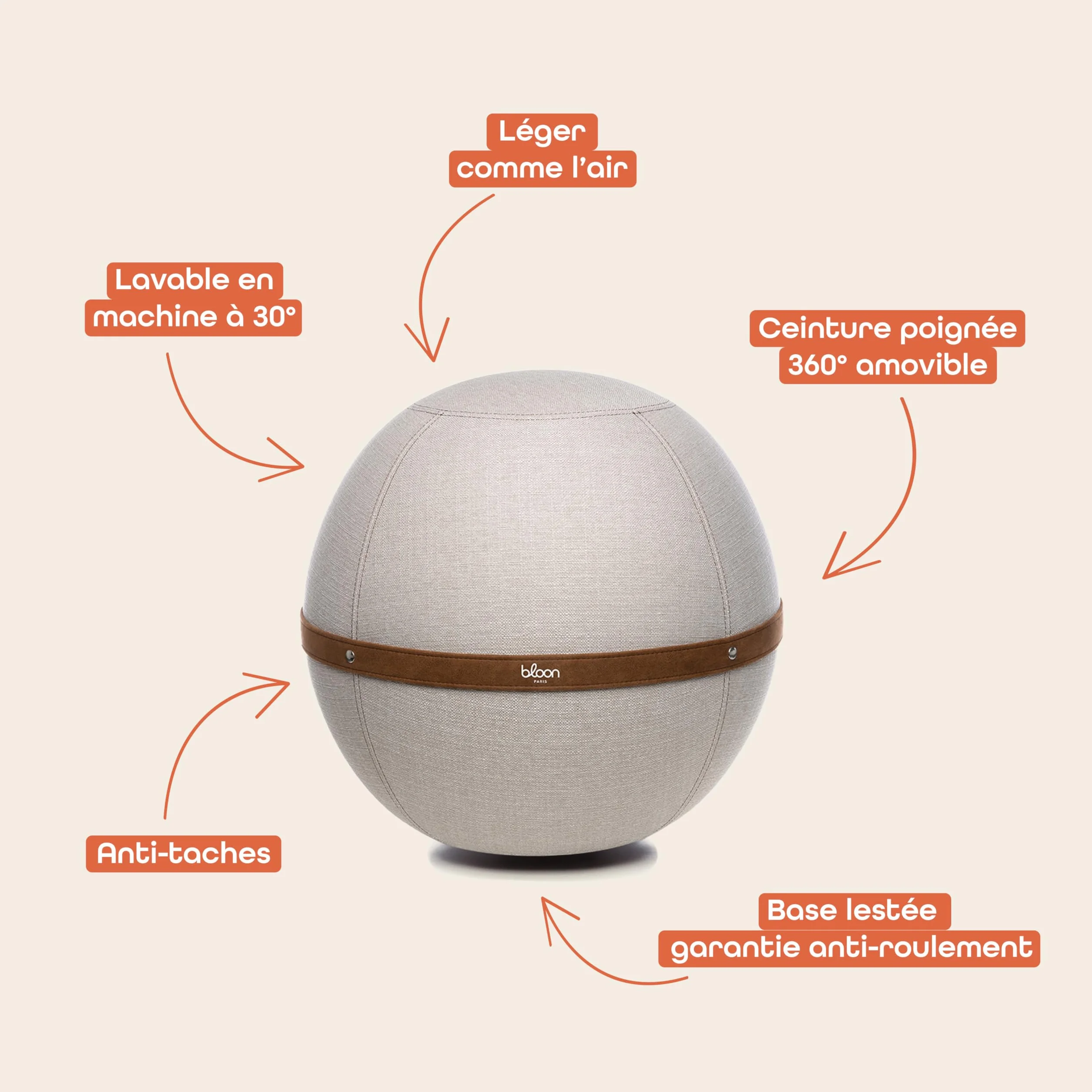 Bloon Siège Ballon Bureau Ergonomique Anti Mal de Dos 55 cm
