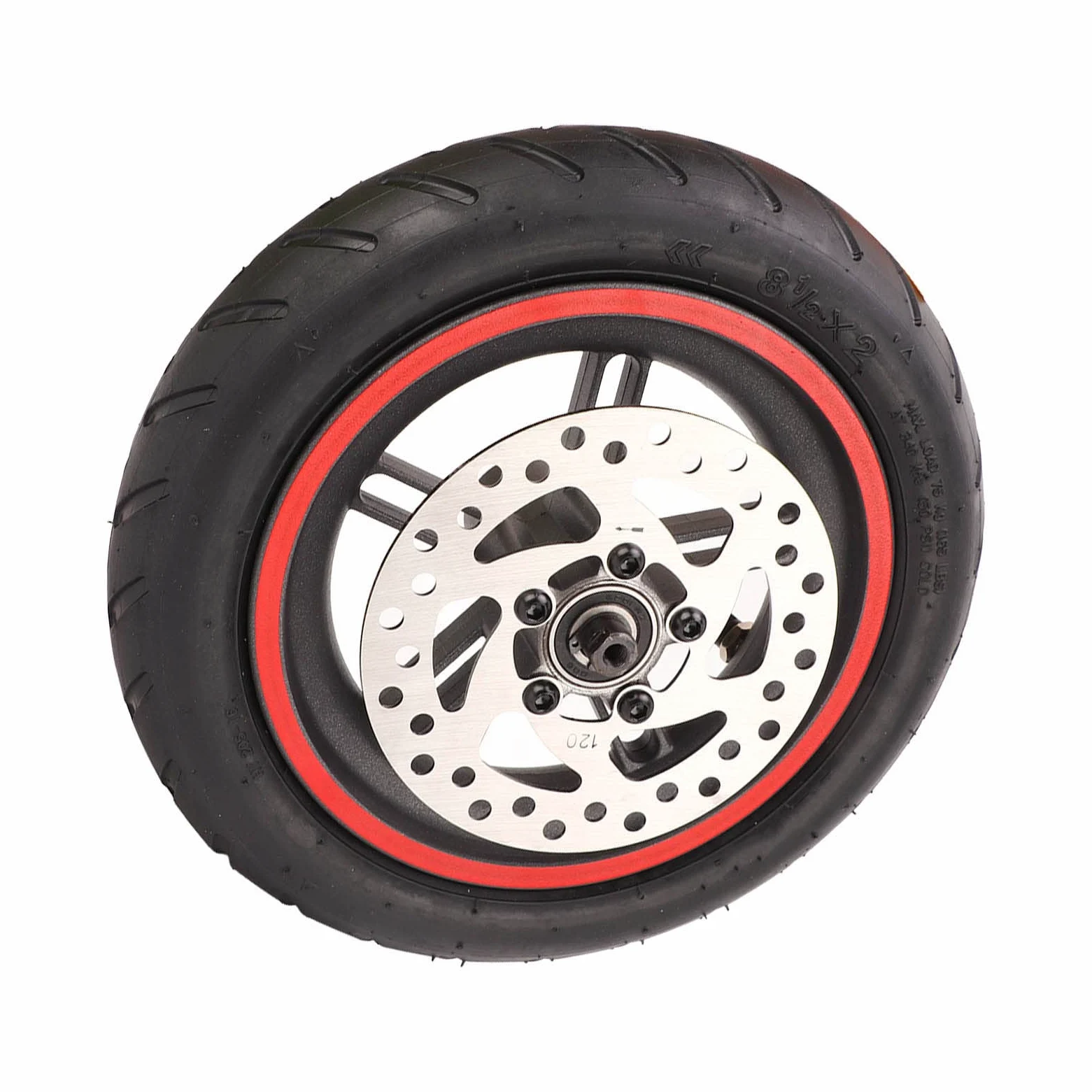 RiToEasysports Roue Arrière de Scooter électrique, Roue Arrière de Scooter électrique avec Pneu Pneumatique Rouge de Disque de Frein de 120 Mm pour Pro PRO2 M3
