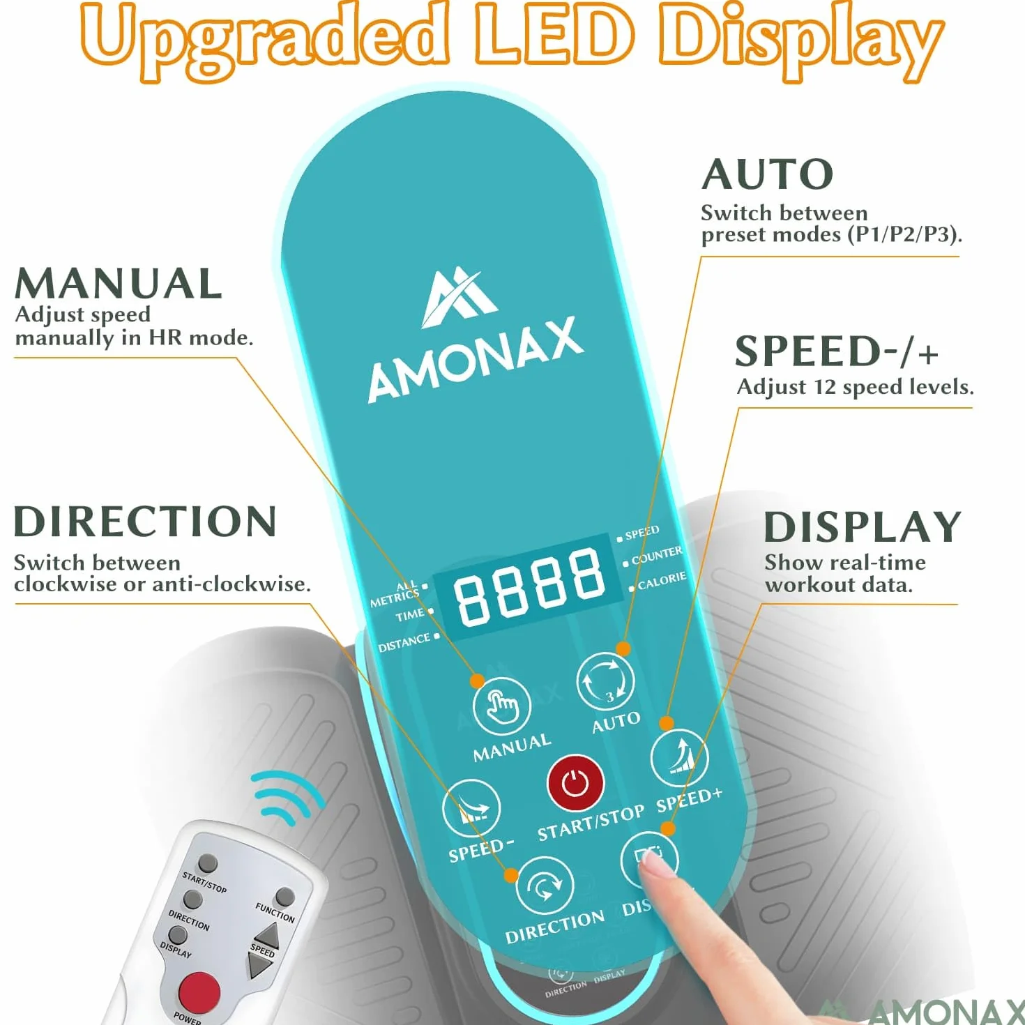 Amonax Ellipse Pedalier Electrique Motorisé Vélos Elliptiques Cardio sous Bureau Mini Home Reeducation