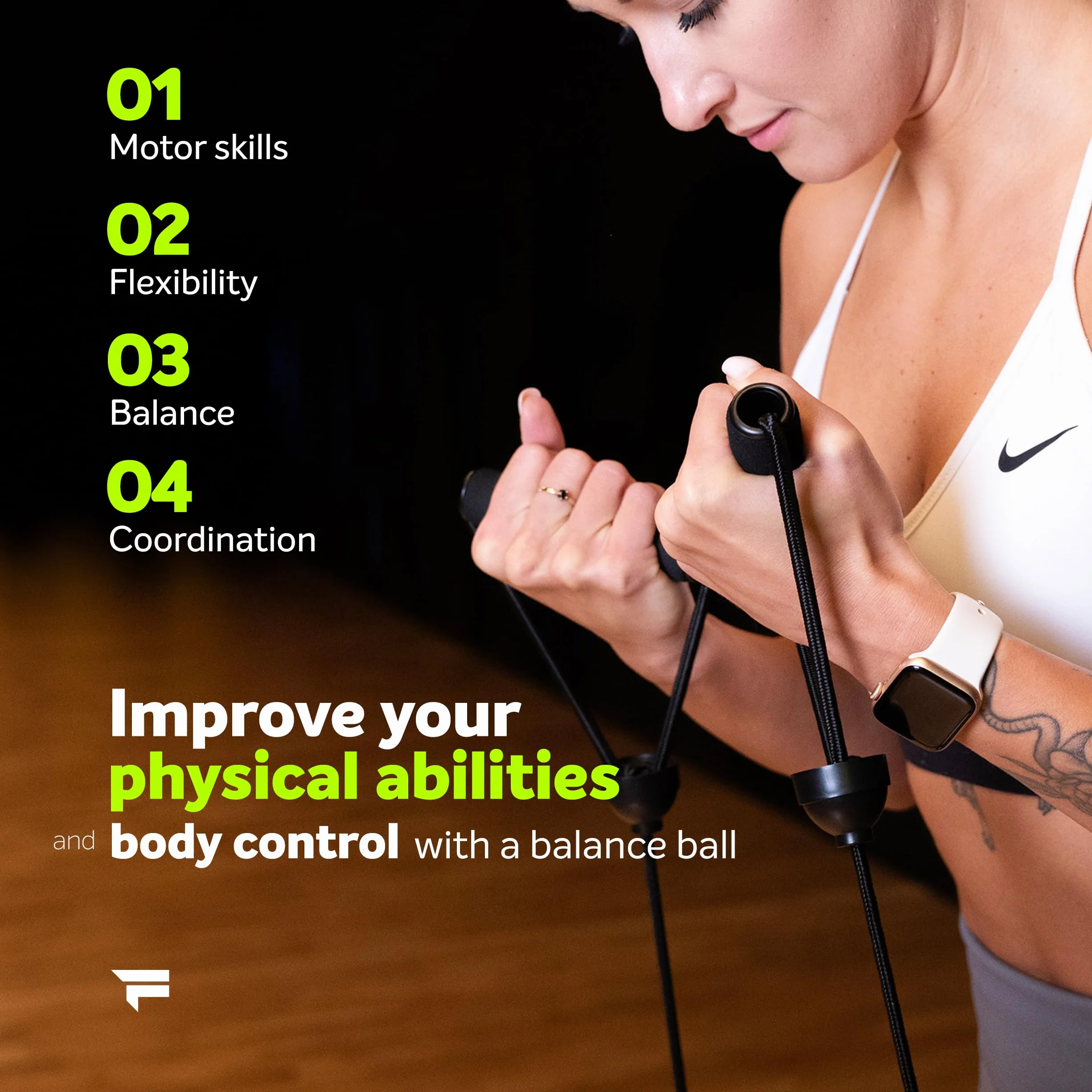 FIZYO Balance Trainer Demi-Boule Ø 58 cm, Ballon d'Équilibre Antidérapant avec Pompe, Noir
