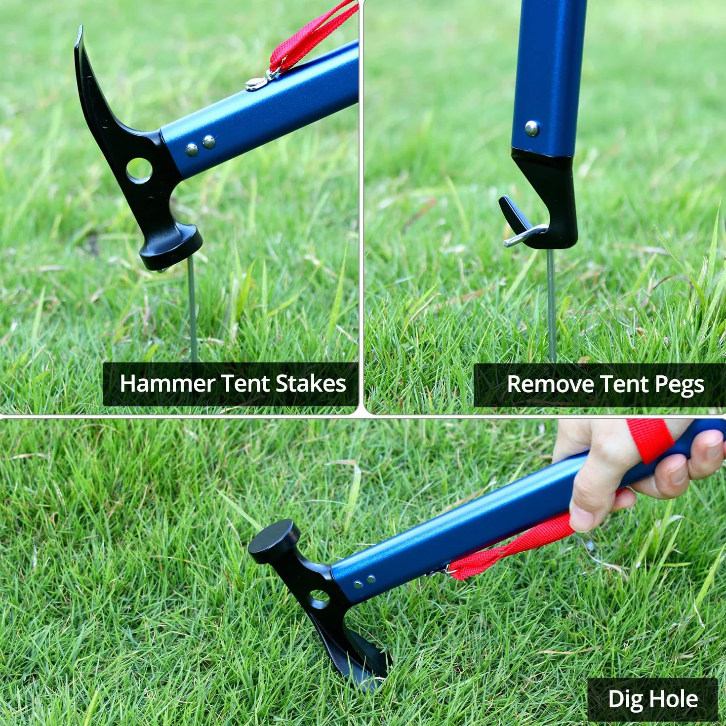 Marteau de Camping QWORK 30.5 cm, Maillet Extérieur en Aluminium avec Extracteur de Piquets