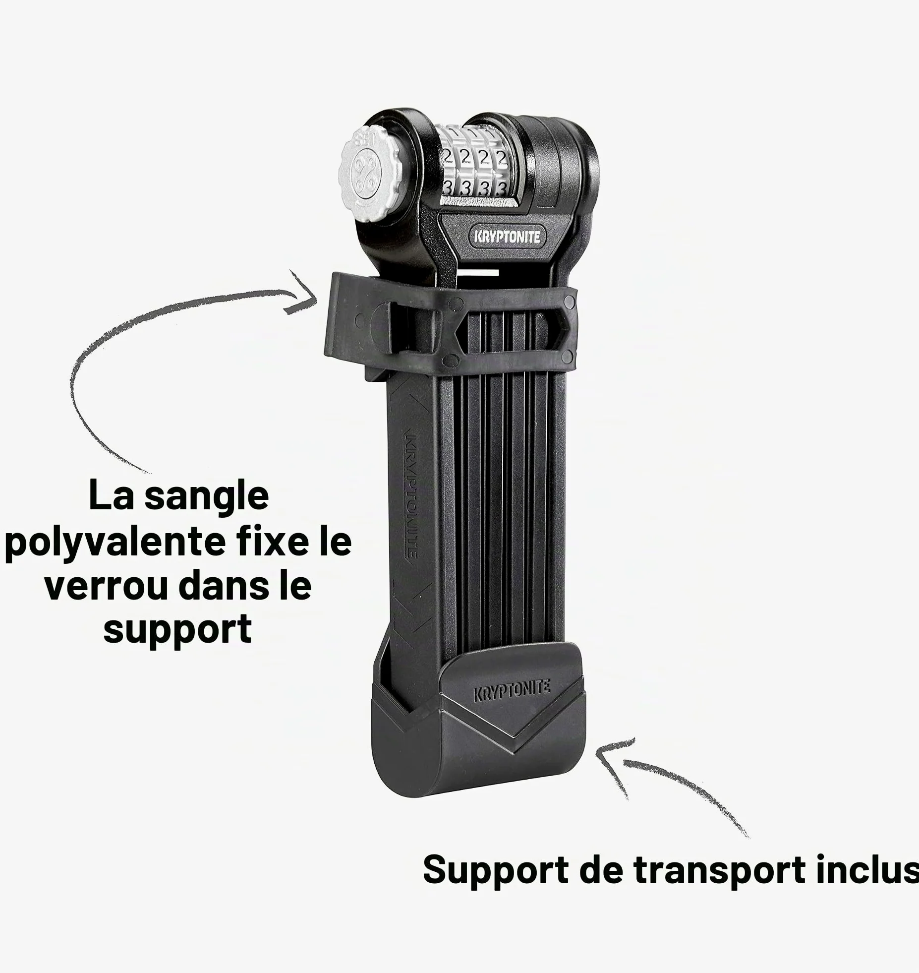 Kryptonite Keeper 585 Combo Antivol Pliable, Niveau Sécurité 5/10 | Antivol Vélo Pliable à Combinaison avec Support de Transport, Barres en Acier Trempé de 3 mm, pour Vélos, 0,99 kg, 85 cm