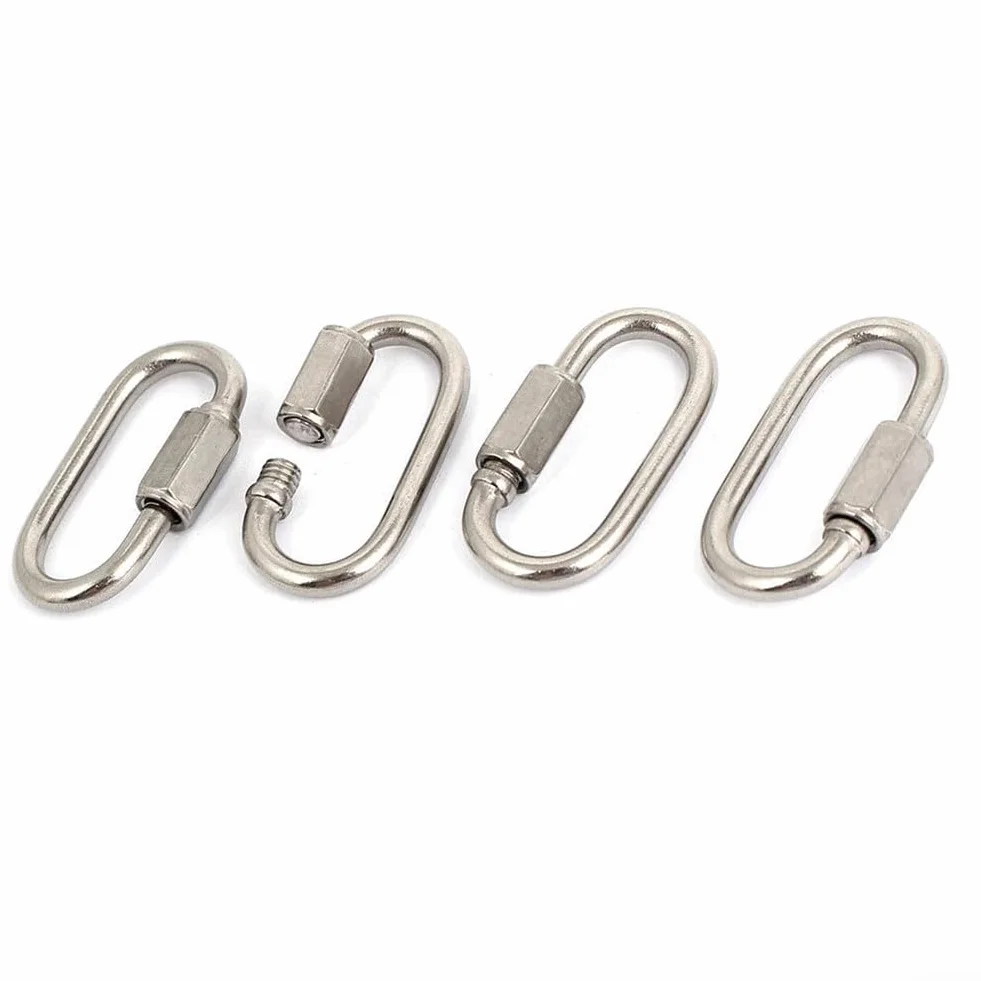 Mousquetons à maillons rapides en acier inoxydable 3,5 mm lot de 4 pour extérieur
