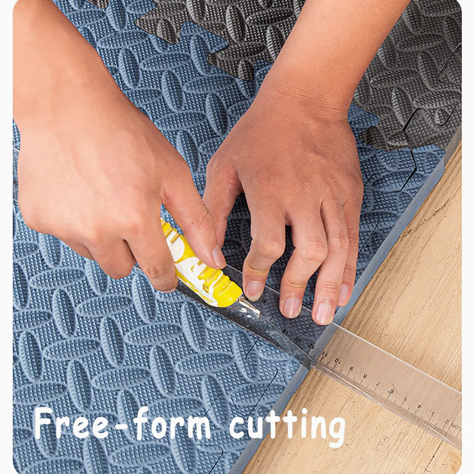 Tapis de sol emboîtable en mousse puzzle avec bords 60 x 60 x 1,2 cm antidérapant confortable pour salon, maison, salle de sport, garage