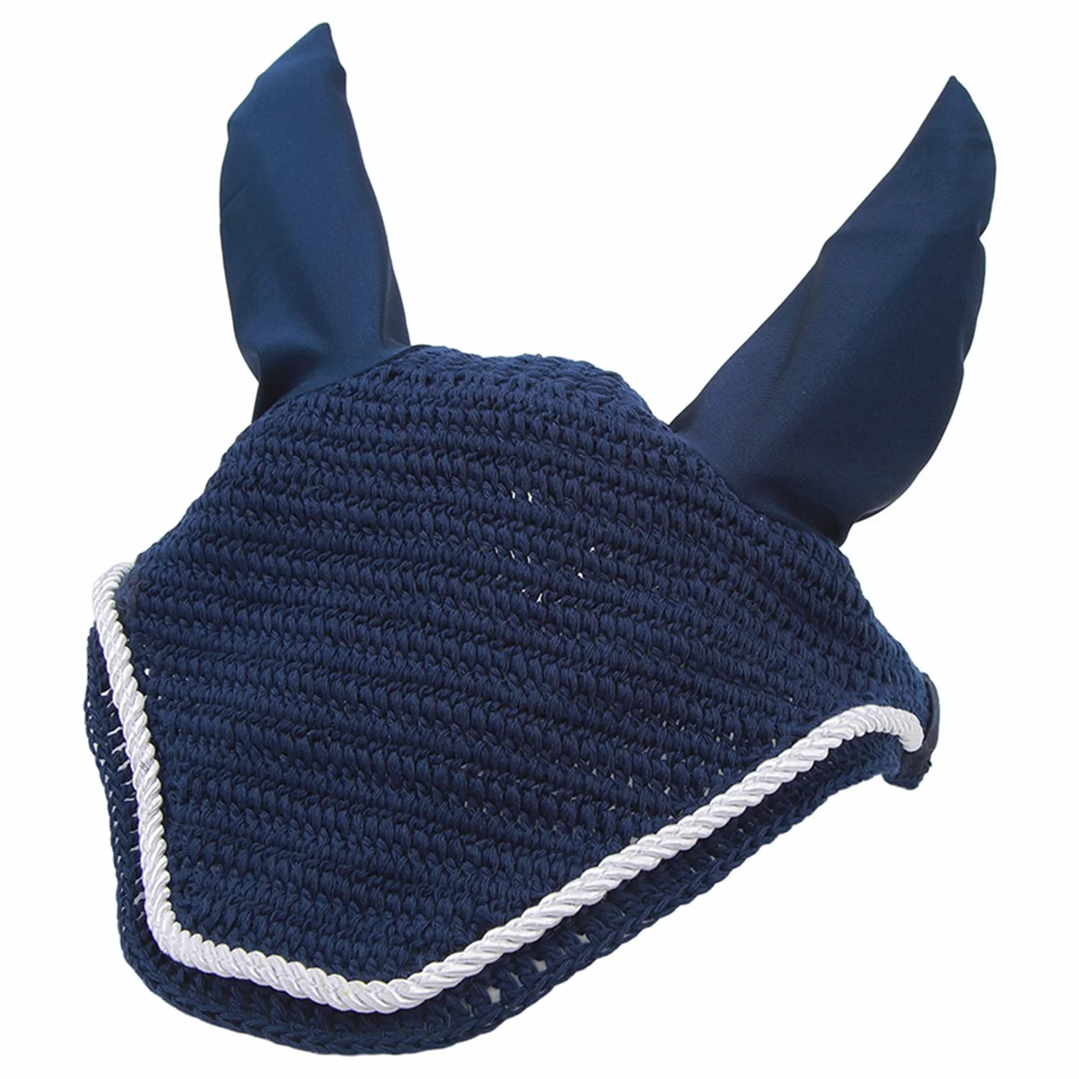 Alomejor Bonnet d'oreille de Cheval élastique, Filet d'oreille de Cheval, Crochet à la Main, Cache-Oreilles de Cheval pour Protéger Les Oreilles, Bleu Marine