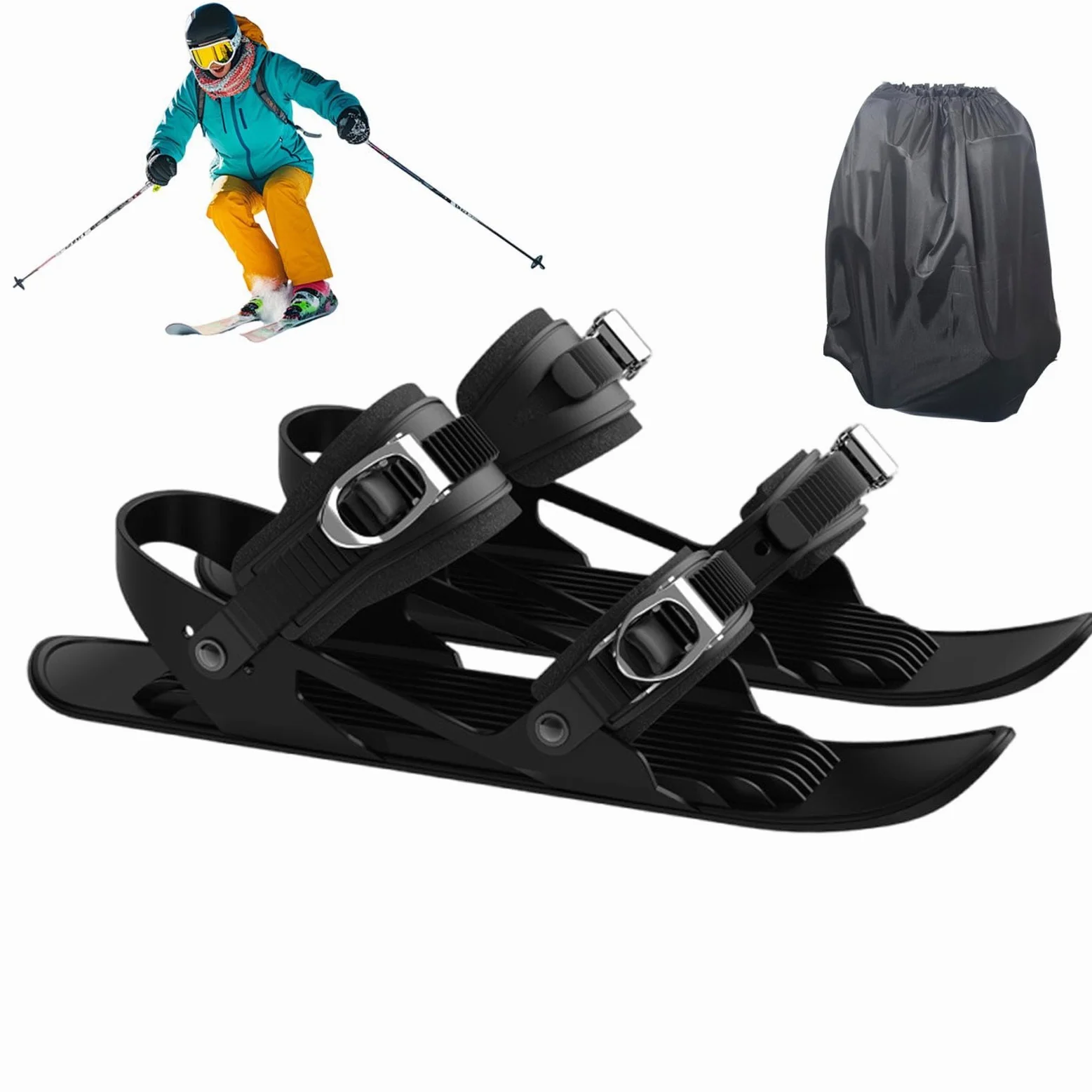 Raquettes de neige pour hommes, Raquettes de neige pour femmes, Ski de patinage, Accessoire de ski compact, outils de ski réglables multifonctionnels, pieds à neige légers et antidérapants pour hommes