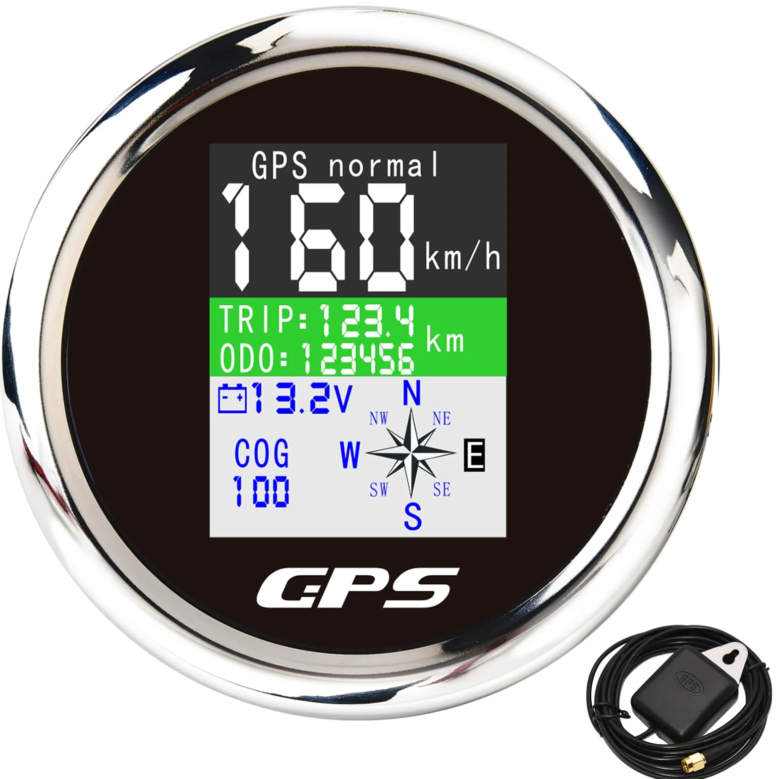 Compteur de vitesse et compteur de vitesse GPS numérique 85 mm avec compteur kilométrique, étanche IP67 pour voiture, bateau, yacht - 12 V/24 V