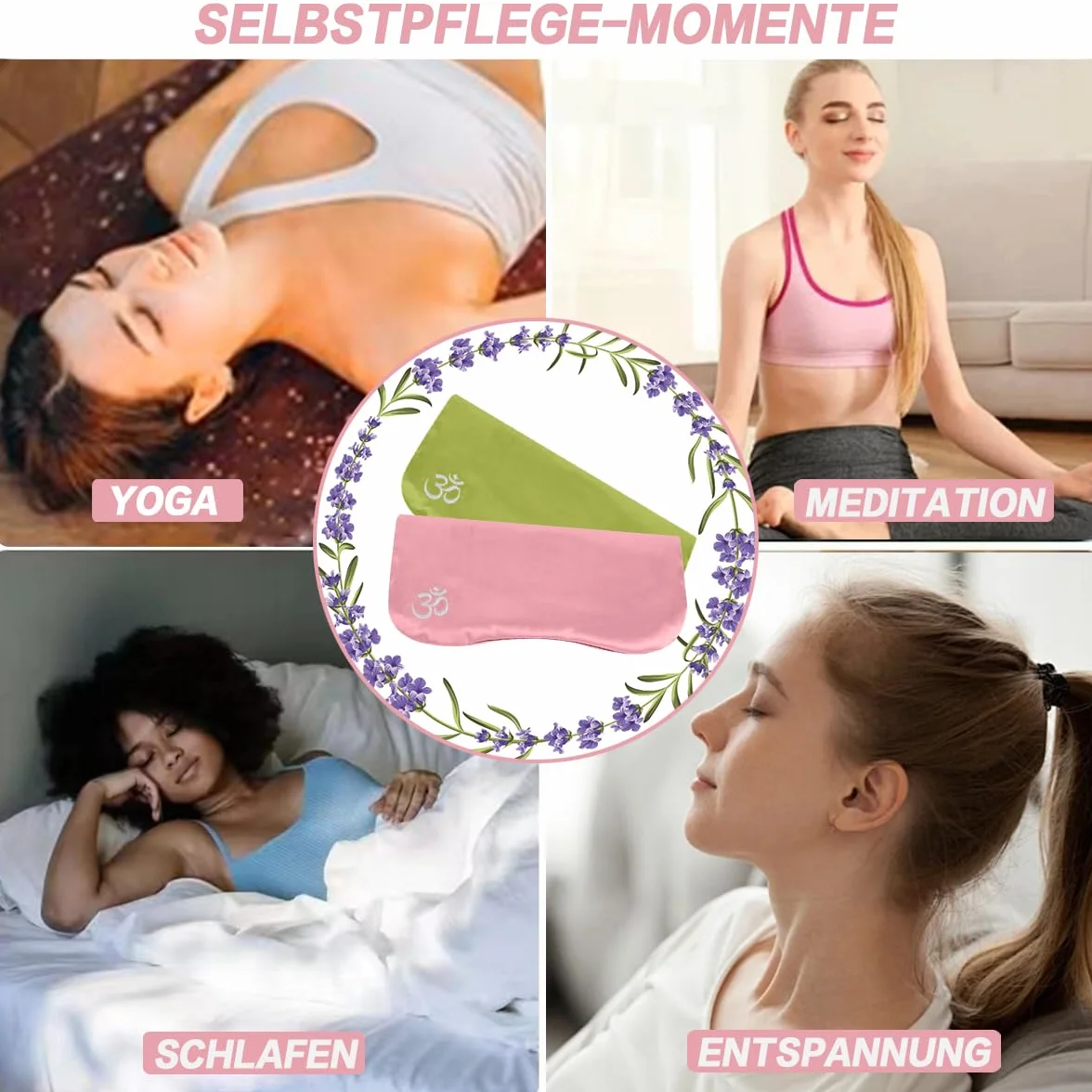 Masque lesté pour les yeux en soie de luxe avec lavande pour relaxation, yoga et méditation, rose