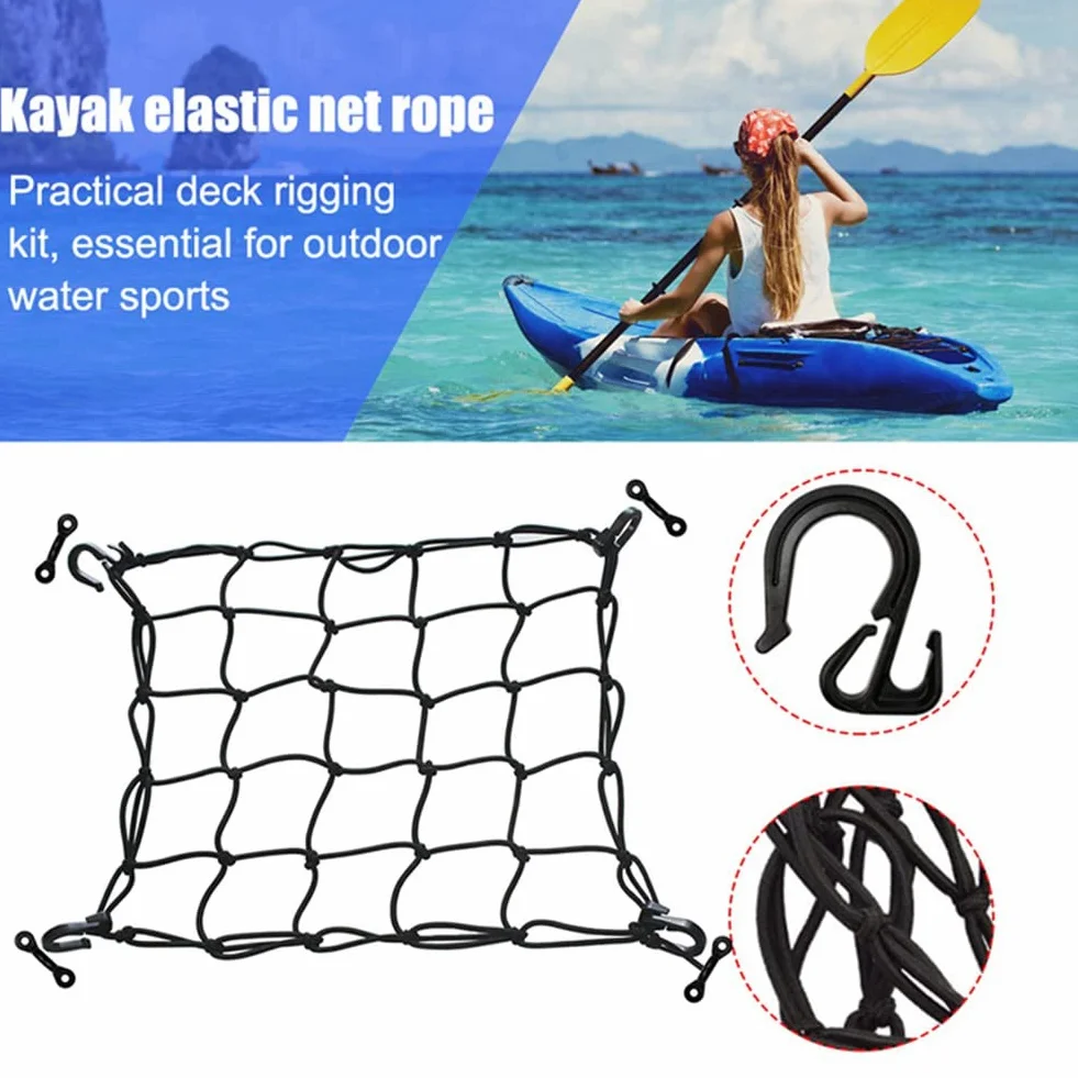 Deck Cargo Net avec Crochets Arrimage Kayak Accessoires Stockage Camion Lit Bateau de Pêche