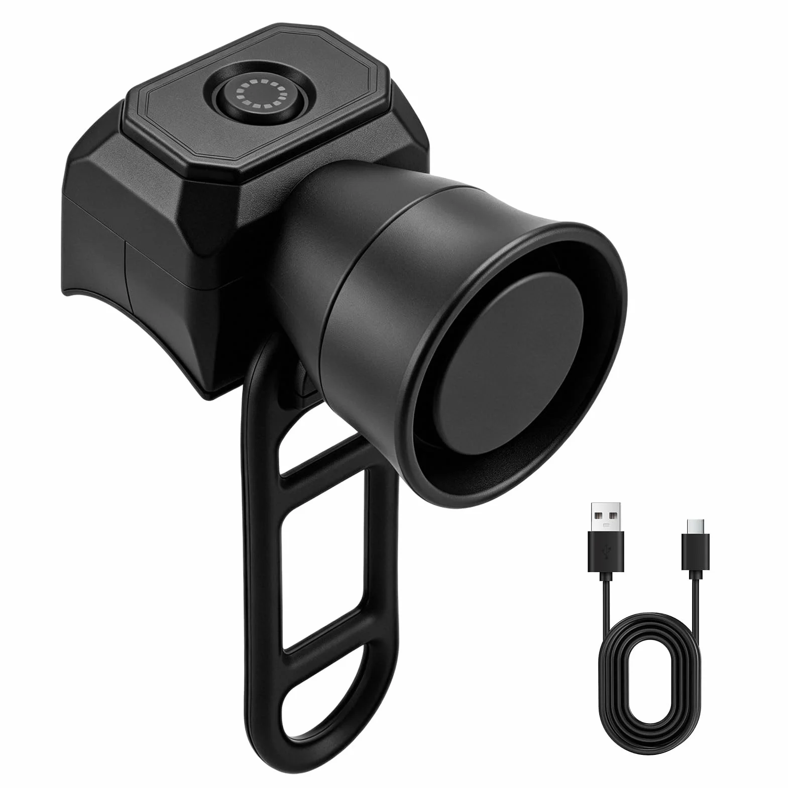 Sonnette Velo Electronique 120dB IPX4 Rechargeable USB 5 Modes Alarme Velo Noir