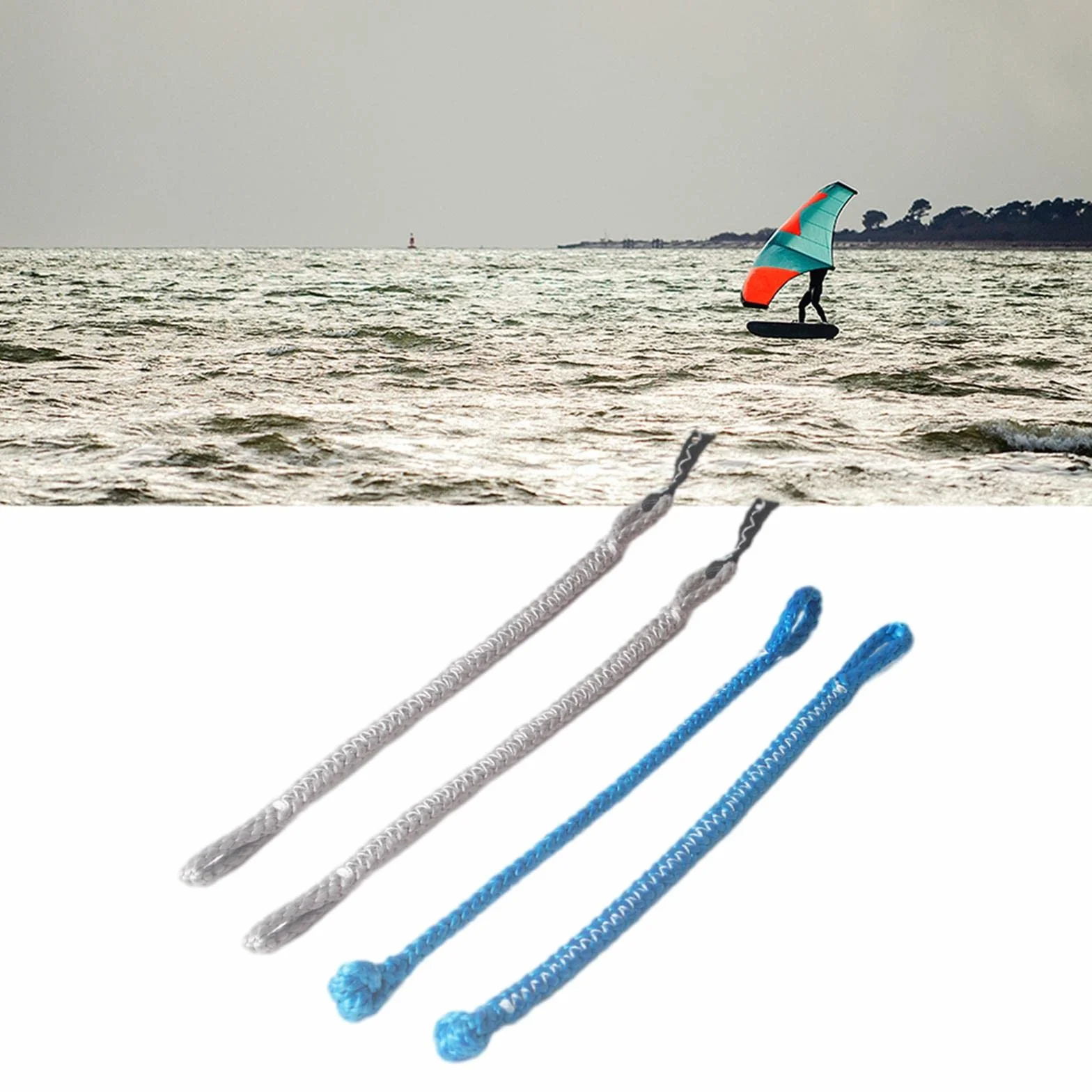 Lot de 4 Nattes de Kitesurf, Pigtails de Rechange 1000 Kg, Bleu Gris