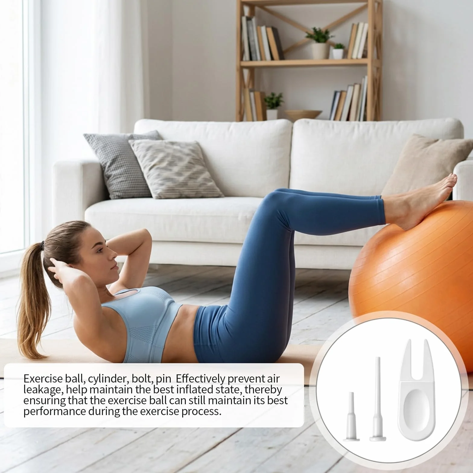 Bouchons de balle de yoga, 20 bouchons d'air avec 2 outils de retrait - Kit de remplacement pour ballon d'exercice de fitness