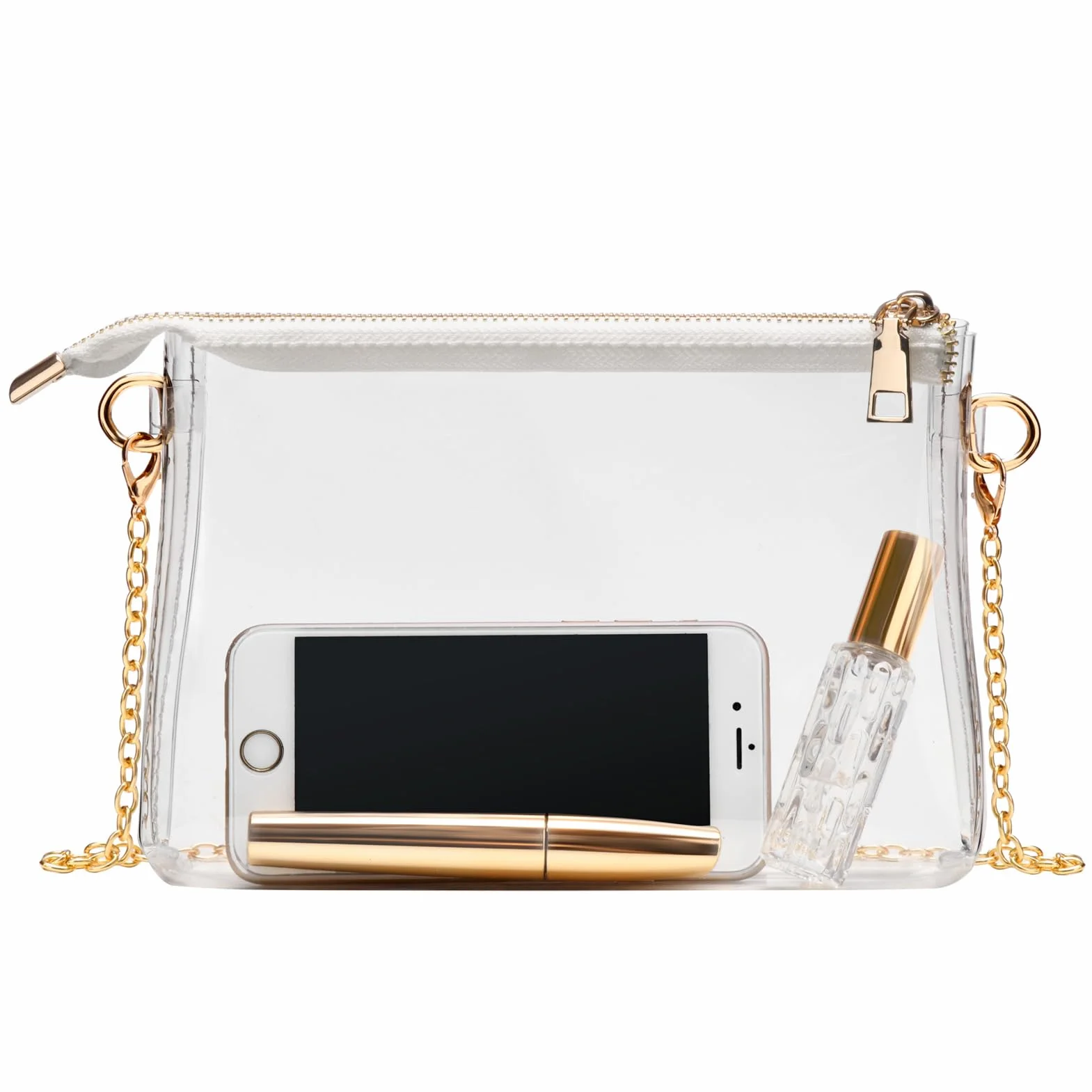Sac à main transparent pour femme BS-VOG – Petit sac à bandoulière approuvé par les stades avec fermeture éclair