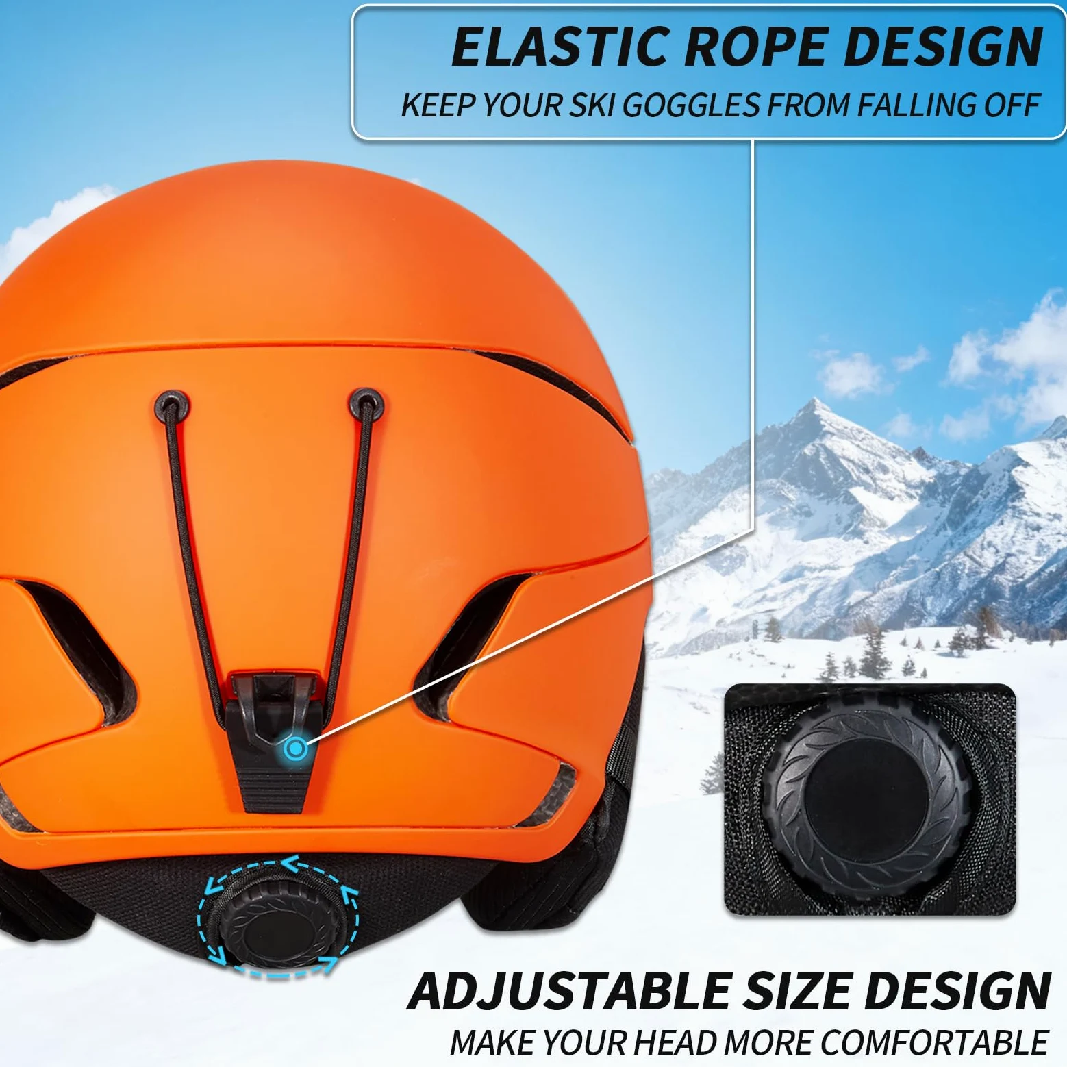 Casque de Ski avec Lunettes de Ski Masque Casque de Snowboard avec Détachable Cache Oreilles pour Hommes Femmes Anti-Vent Anti-UV Casques de Neige