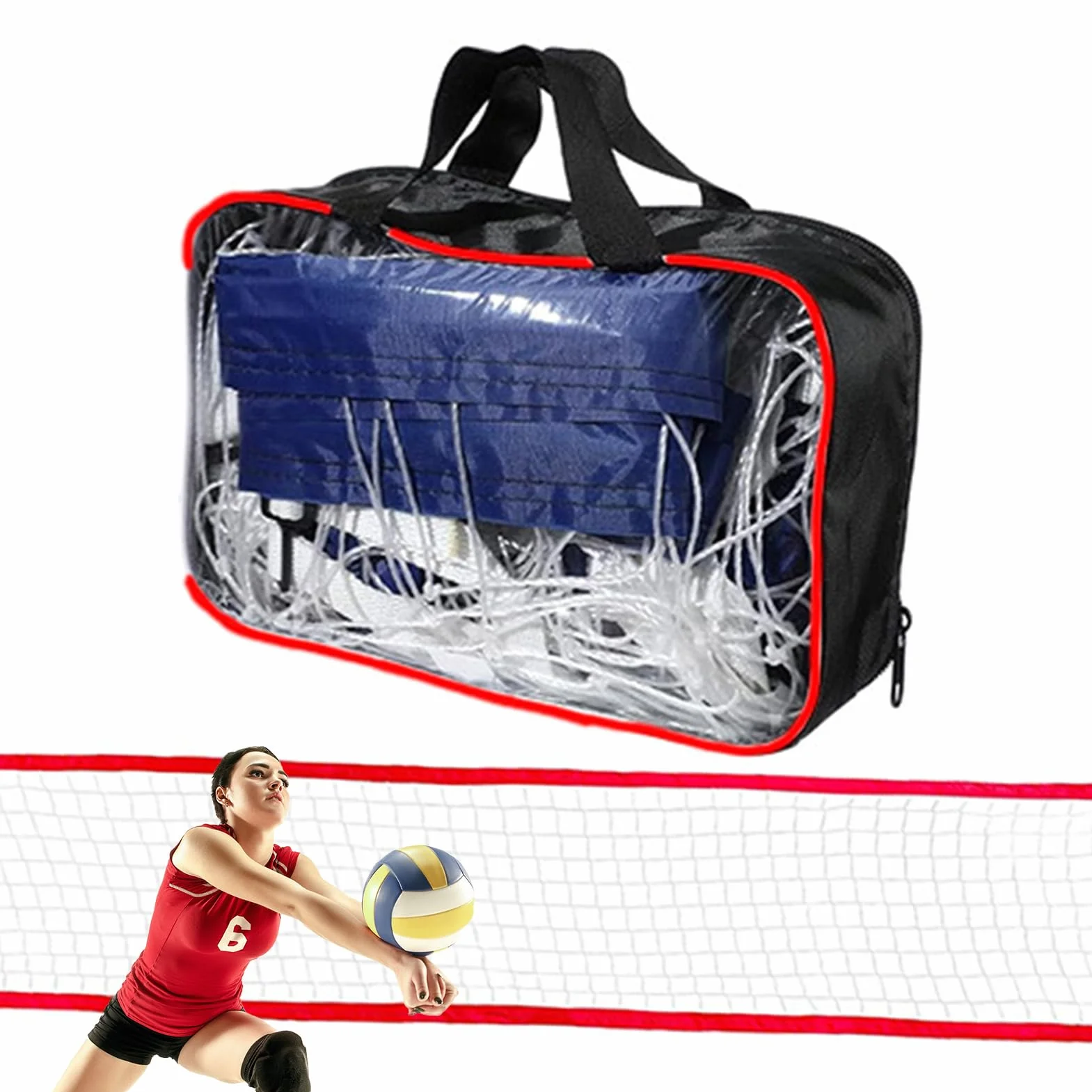 Filet de Volley pour Piscine - Jeu de Volley Ball Portable avec Accessoire Sportif Réglable