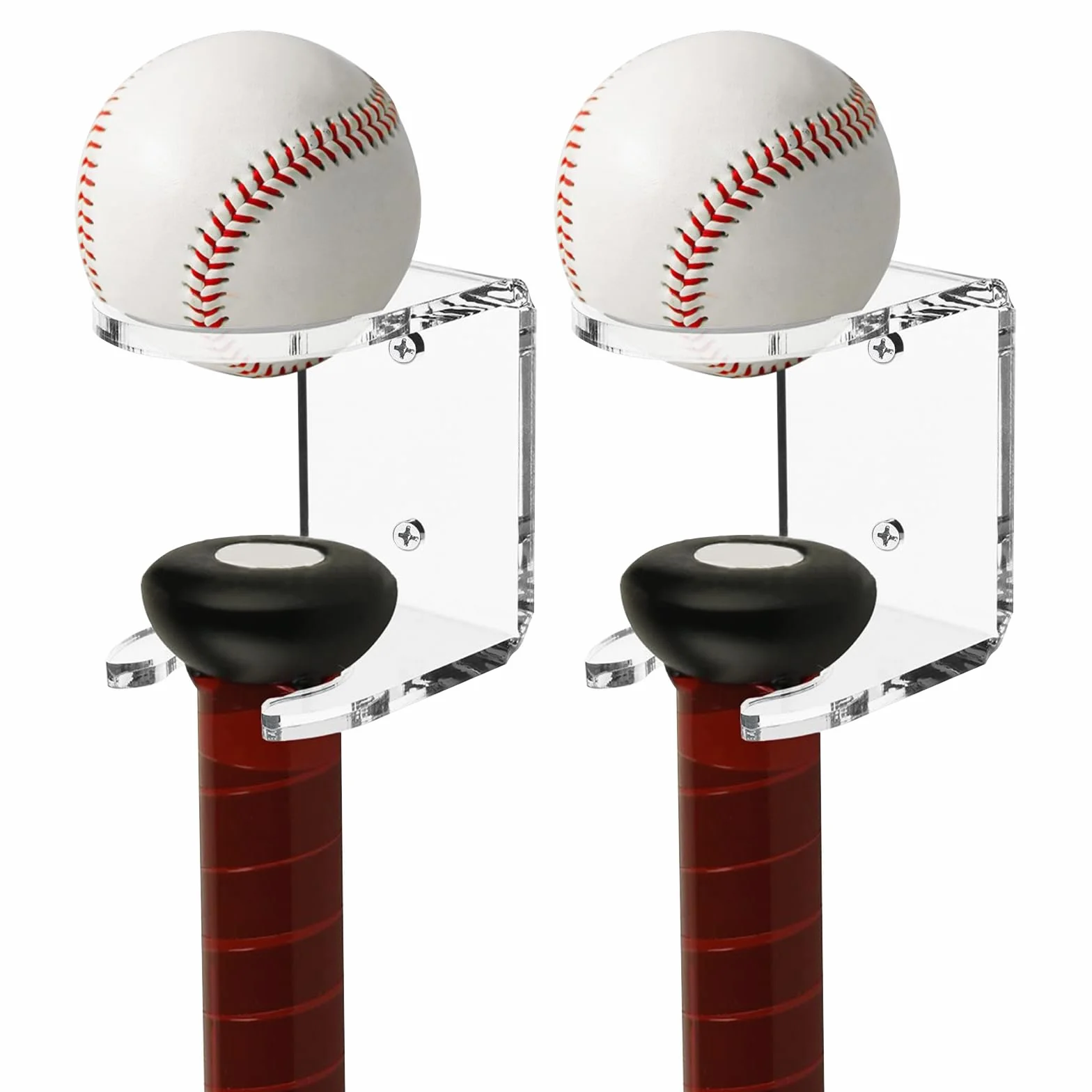 Lot de 2 supports muraux en acrylique pour rangement de batte de baseball - Organisateur d'équipements sportifs