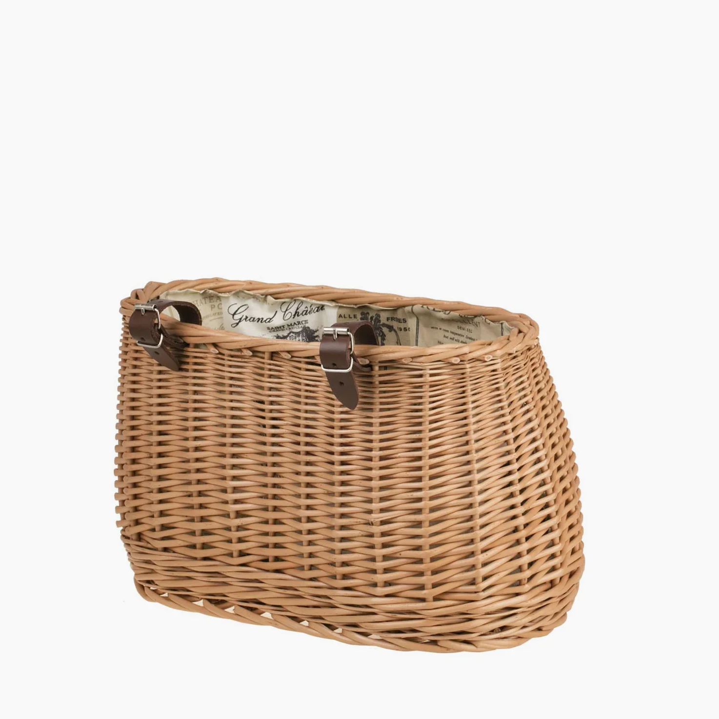 Panier,Basket,Panier de Guidon de vélo en Osier avec Deux Sangles en Cuir (Naturel)