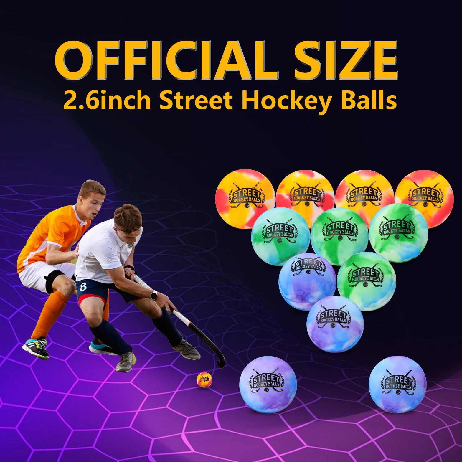 Balles de hockey de rue non rebondissantes 66 mm multicolore Lot de 3
