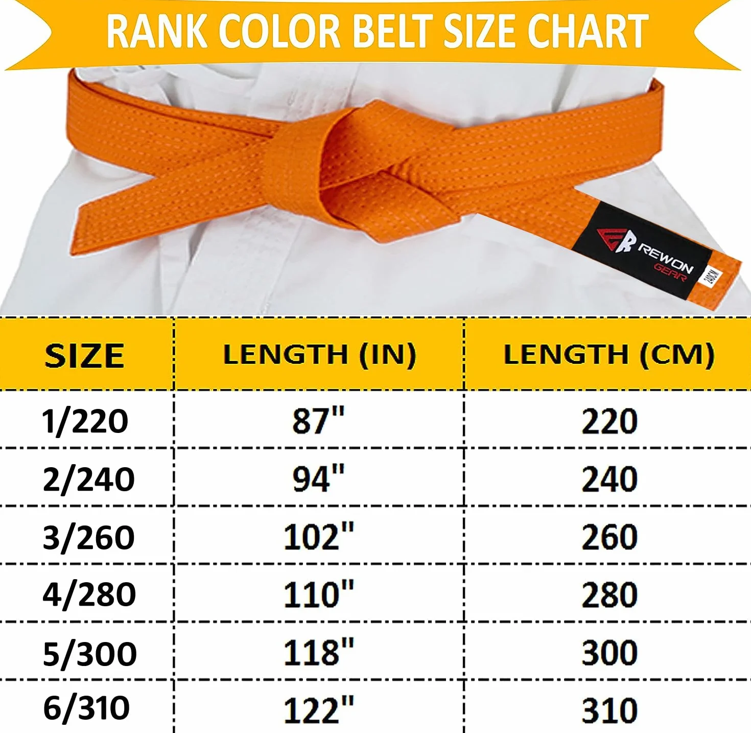 REWON Ceinture Karate Arts Martiaux Taekwondo Aikido