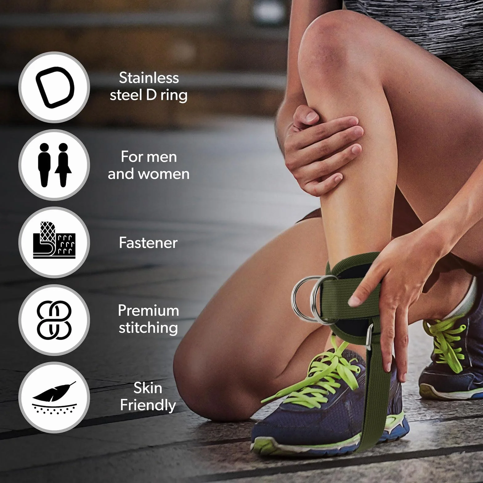 Sangle Cheville Musculation Poulie - Attaches de Câble Réglables pour Salle de Sport, Ankle Straps pour Fessiers et Extensions Jambes