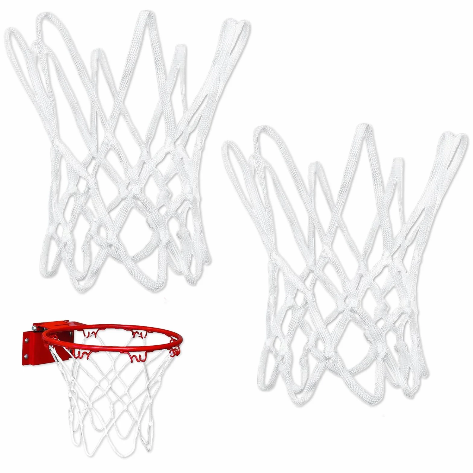 Filet Panier Basket Extérieur Mini Basketball Net de Remplacement Résistant aux Intempéries 2 Pièces Blanc