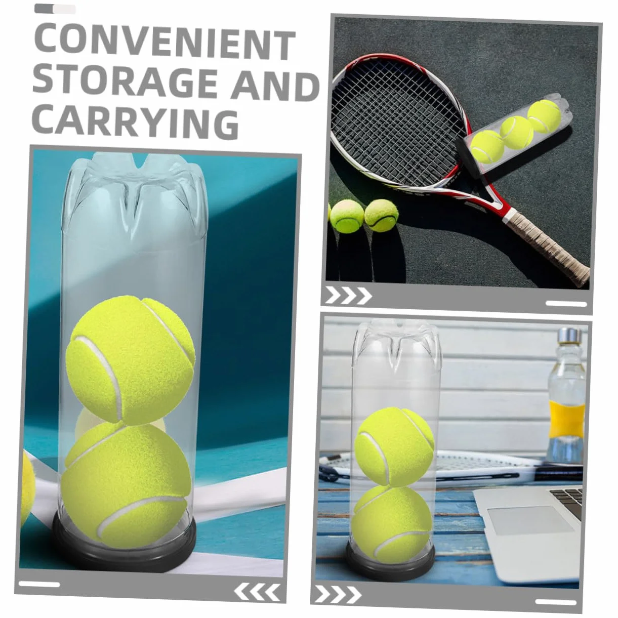 6 pièces Boîte de Rangement Transparente pour Balles de Tennis avec Couvercle Noir Lot de Tubes PVC Durables pour Stockage et Organisation Intérieure et Extérieure