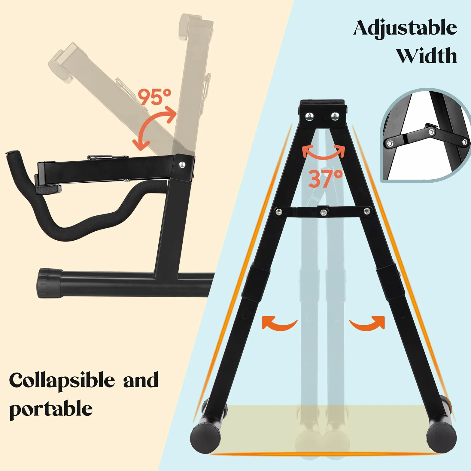 CAHAYA Support de Guitare Pliable A-Frame Métal Universel pour Guitare et Basse Électrique Acoustique Classique