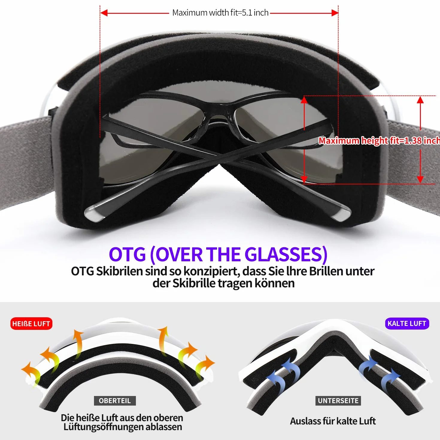 Masques de Ski Supertrip Anti-buée UV400 Compatible Casque Ski Homme Femme