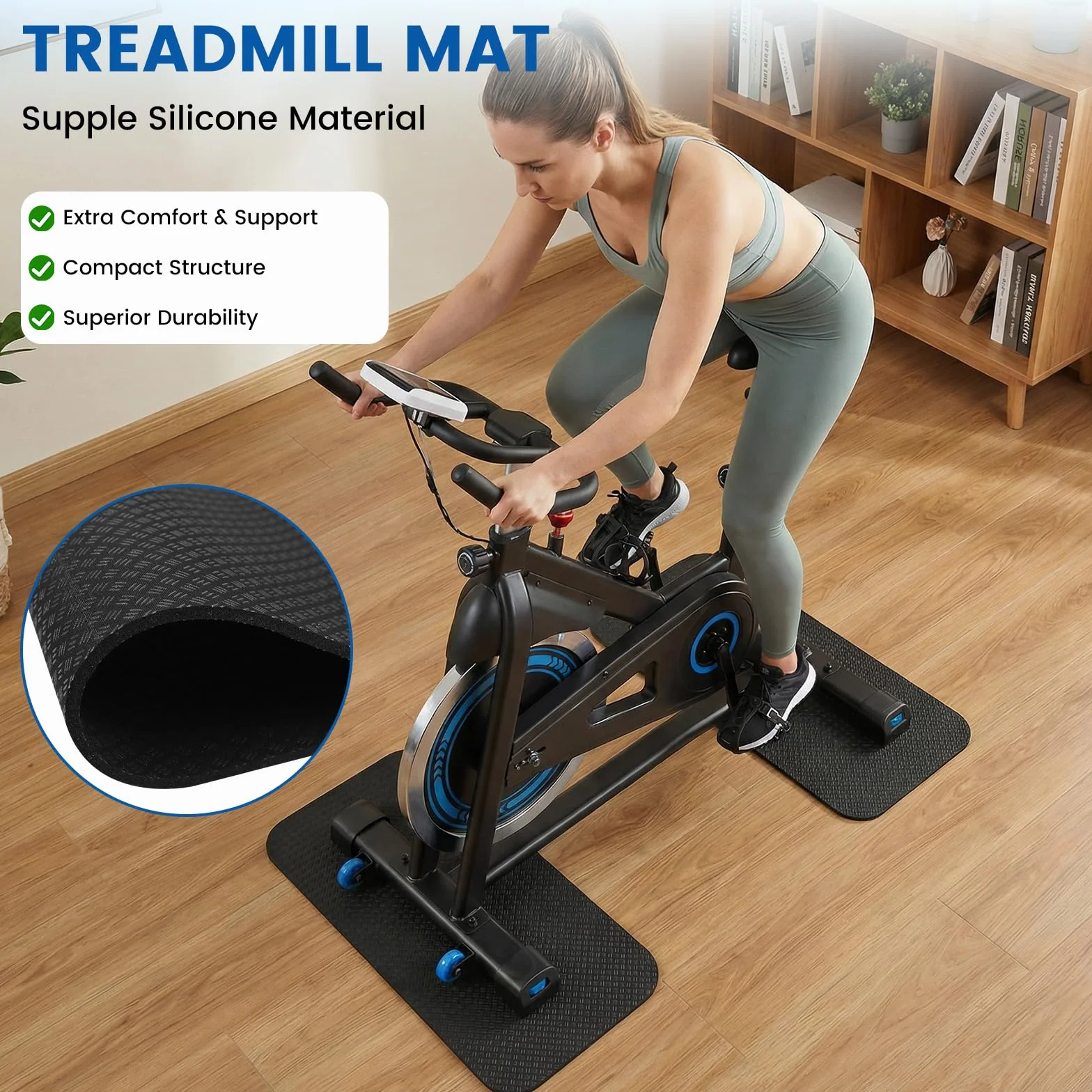 Tapis Fitness Protection Sol Double Face Silicone Anti Bruit Vibration 30x63.5 Cm Lot De 2