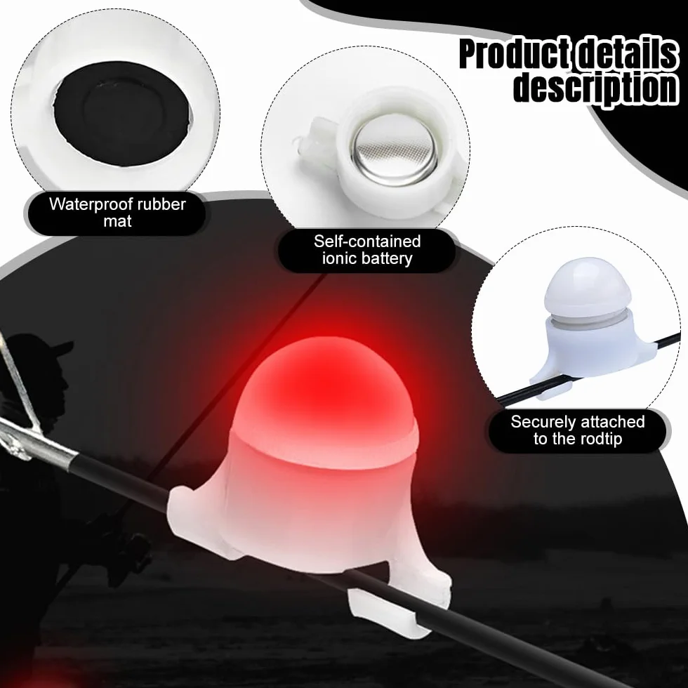 mizikuu 6PCS Détecteur De Touche Électronique De Pêche, Détecteurs de Morsure LED Alarme de Touche de la Canne à Pêche Détecteur Accessoire de Pêche pour DifféRents Types de Canne à Pêche