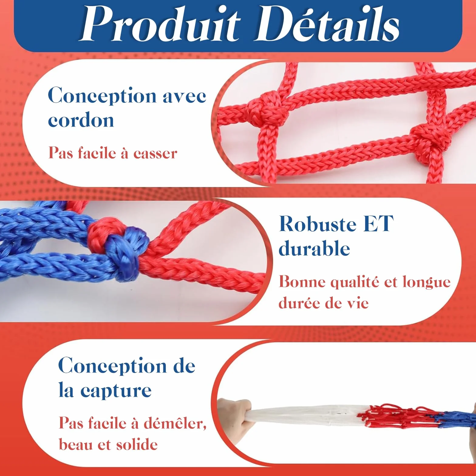 KASURE Filets de Basketball 5 pièces 12 Boucles Nylon résistant intérieur extérieur