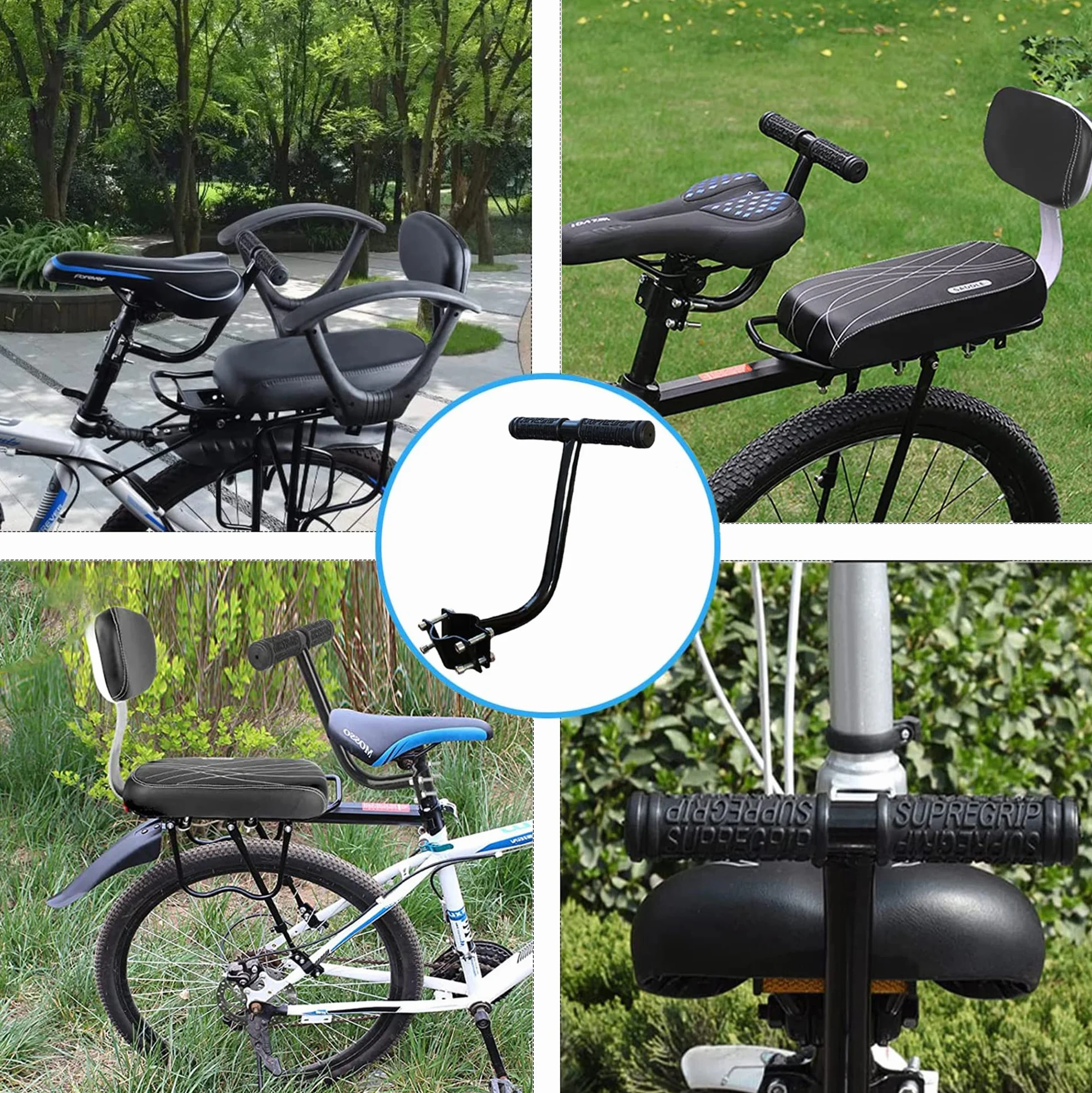 Repose Pieds de Vélo Arrière Antidérapant, Siège Arrière PU Cuir pour VTT Montagne