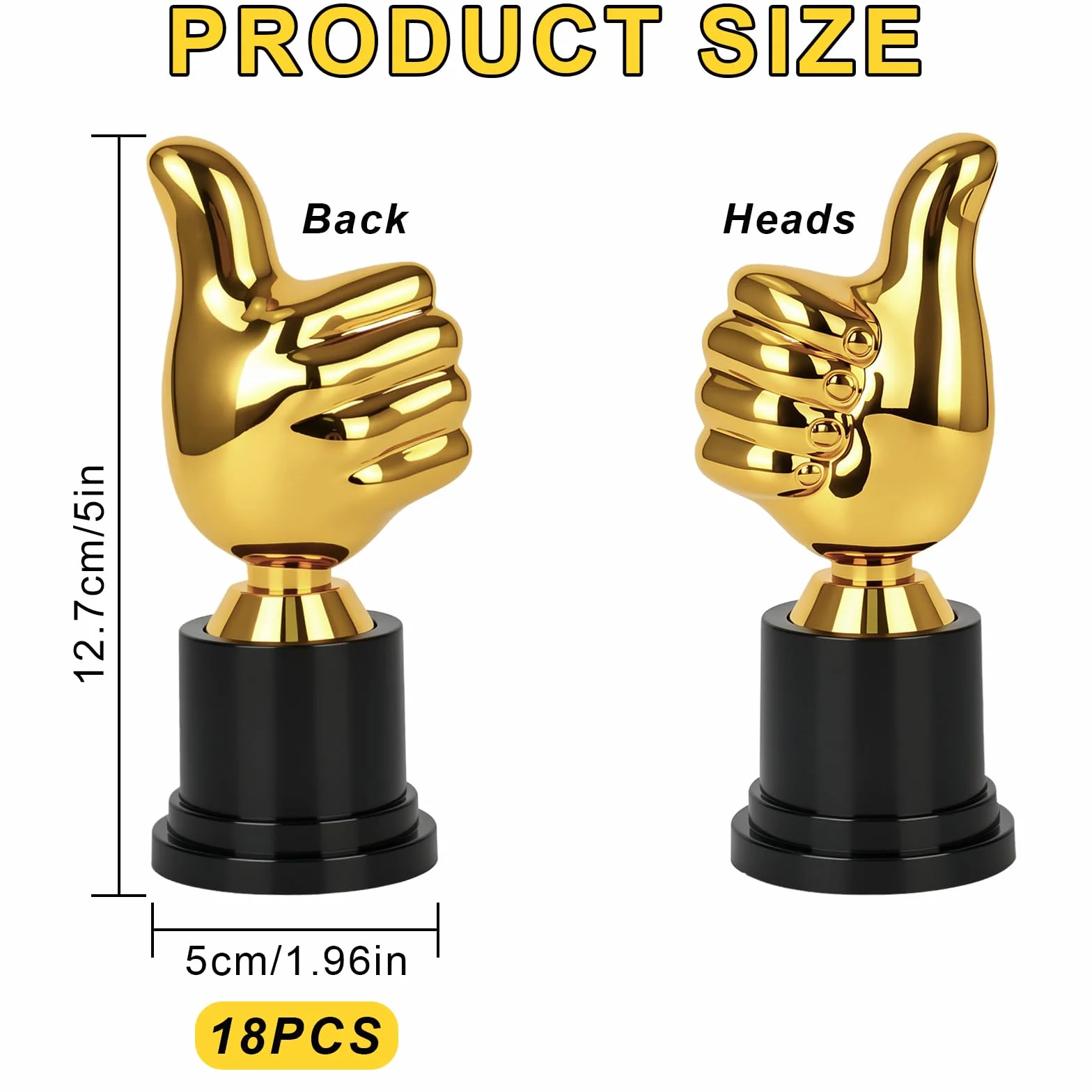 Lot de 18 trophées dorées en plastique, mini sculpture pour doigts, récompenses pour fête sportive, gagnant, fête, anniversaire