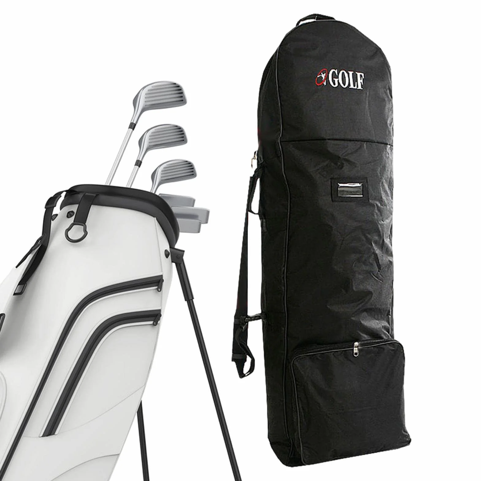Sac de Voyage pour Club de Golf Polyester 600D avec Roulettes et Sangle Réglable