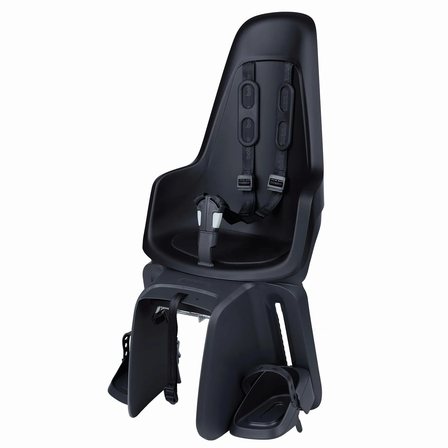 BOBIKE 8012100018 - Siège arrière One Maxi avec système E-BD pour vélo avec Roues de 26” à 29” adapté aux Enfants pesant jusqu'à 22 kg avec Fixation sur Le Porte-Bagages en Couleur Noir Urbain