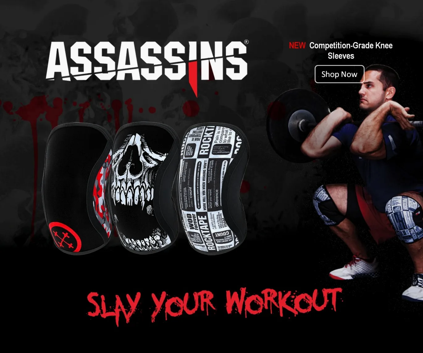 RockTape Assassins Unisexe Knee Sleeves Red Camo 5 mm Genouillère