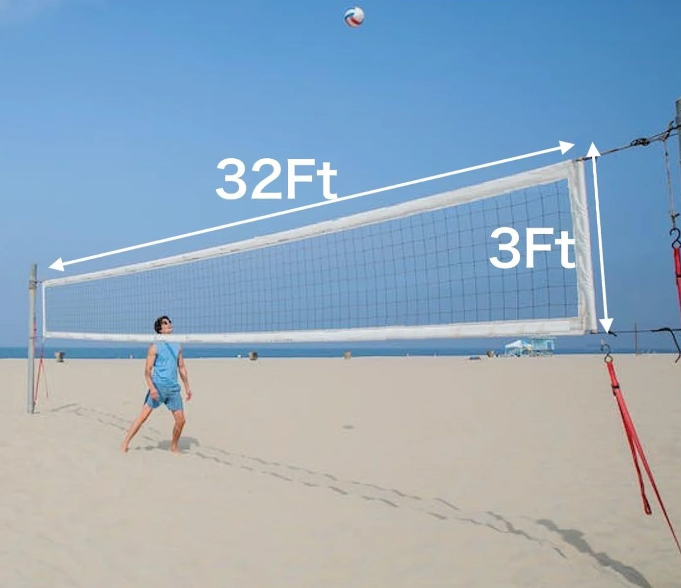 Filet de volley-ball professionnel 9,1 m x 9,1 m extérieur corde métallique résistant aux déchirures intempéries