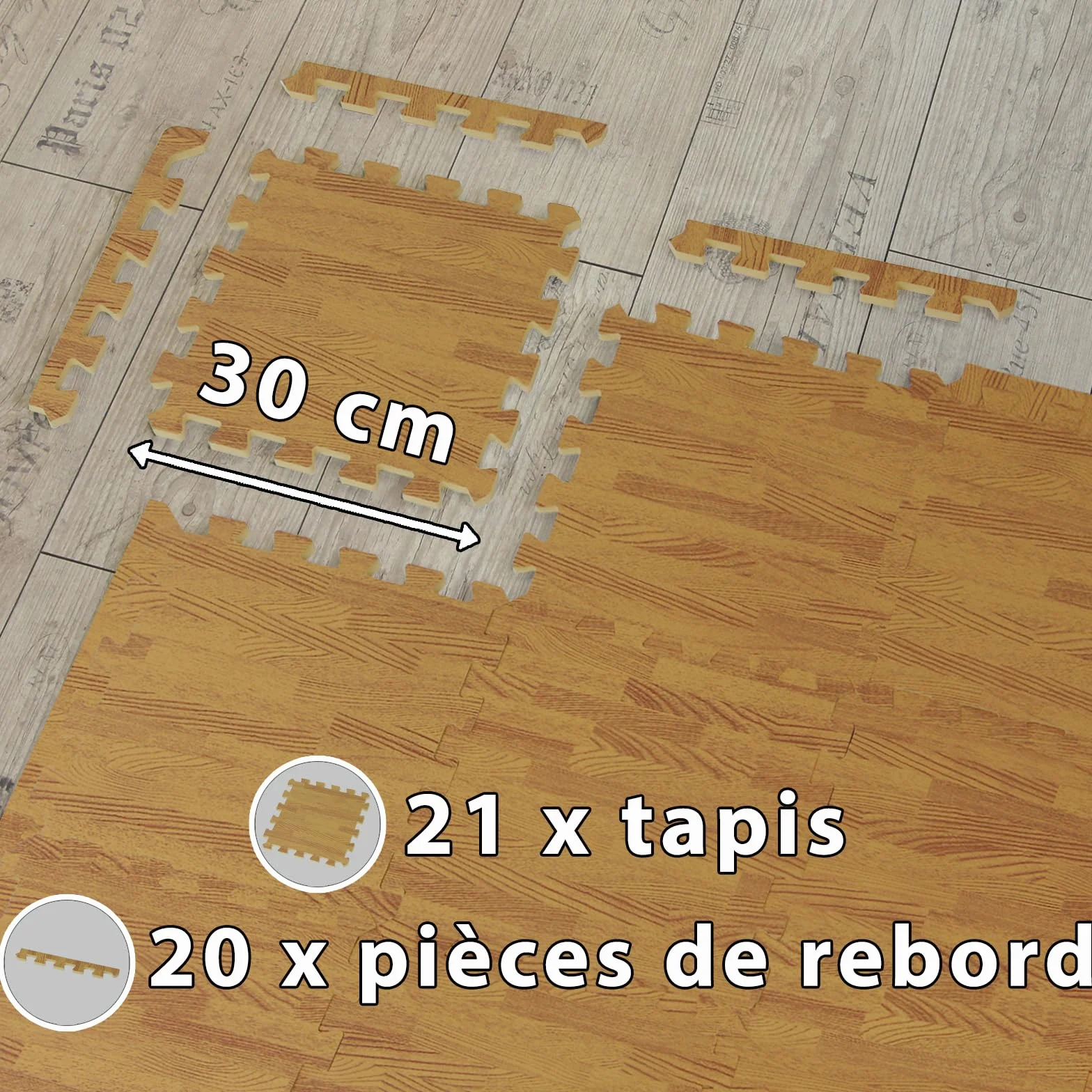 ALPIDEX Tapis Protection Sol 1,95 m² 21 Pièces 30 x 30 x 1 cm Mousse Fitness Sport Gym
