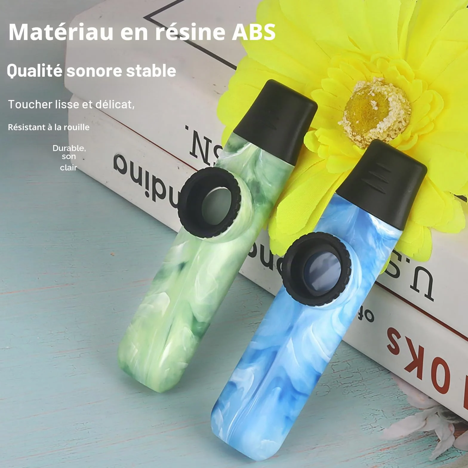 Kazoo Professionnel en Résine ABS avec Cinq Membranes, Ton Ajustable, Style Jade