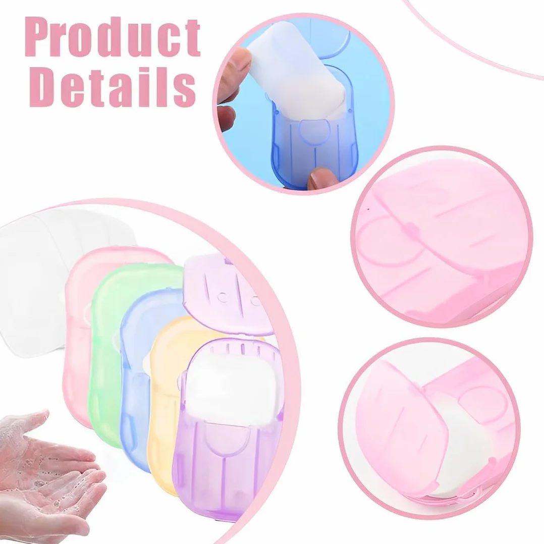 Savon jetable Feuilles de savon papier 100pcs 5 boîtes Portable Mini pour voyages Camping