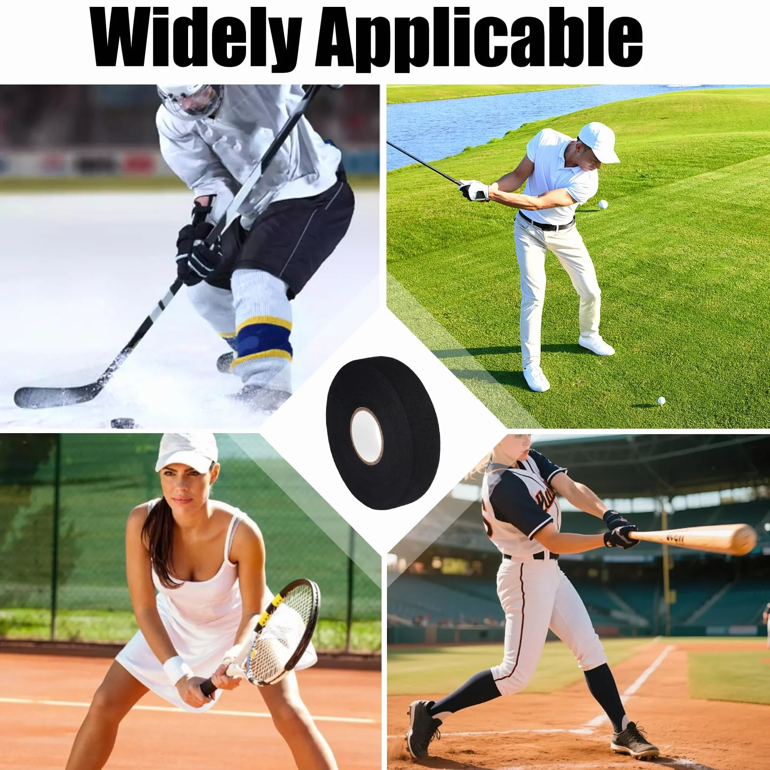 Ruban de Hockey Antidérapant 25m x 25mm pour Tennis, Badminton, Golf