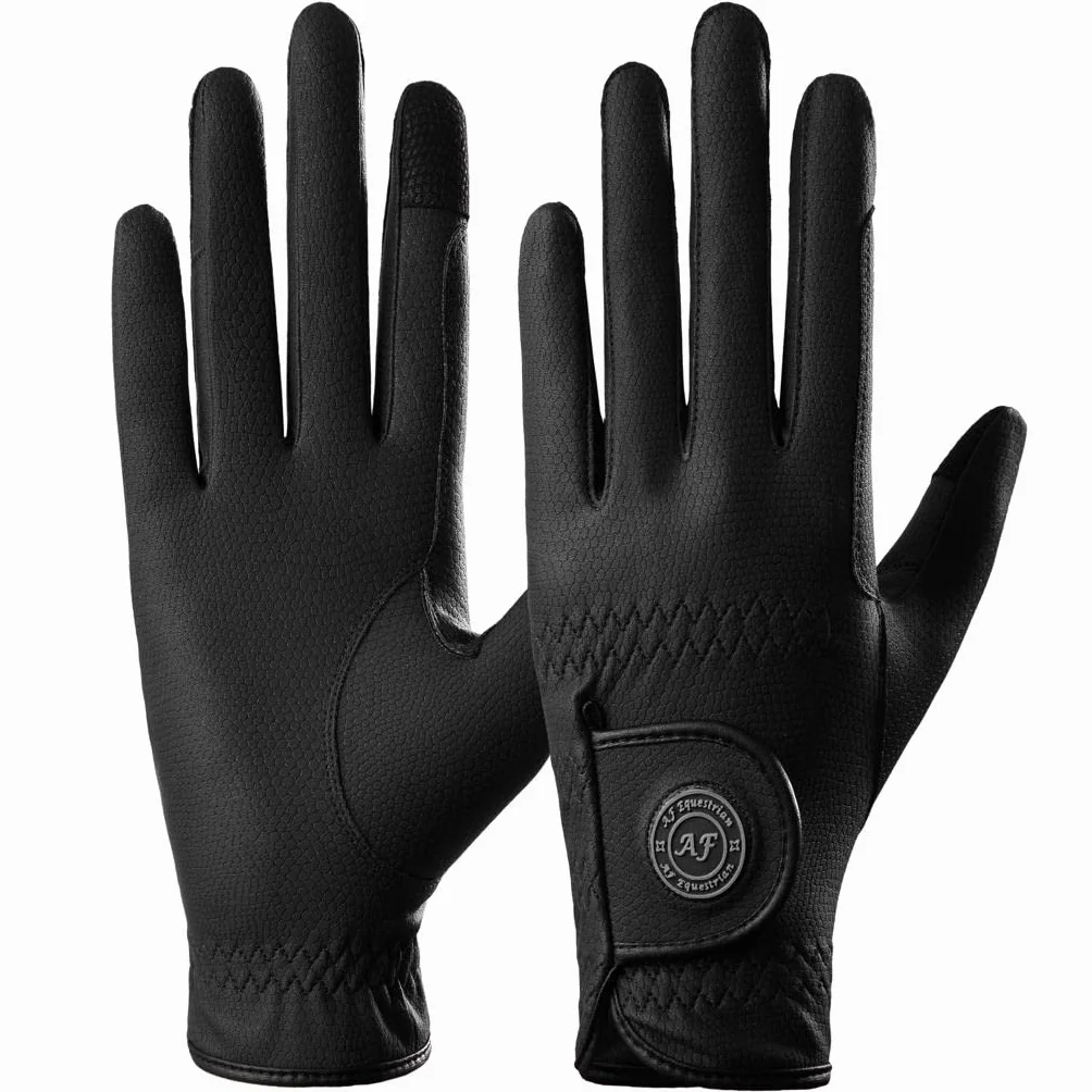 Gants d'équitation en cuir synthétique Motif peau de serpent Gris pour femme